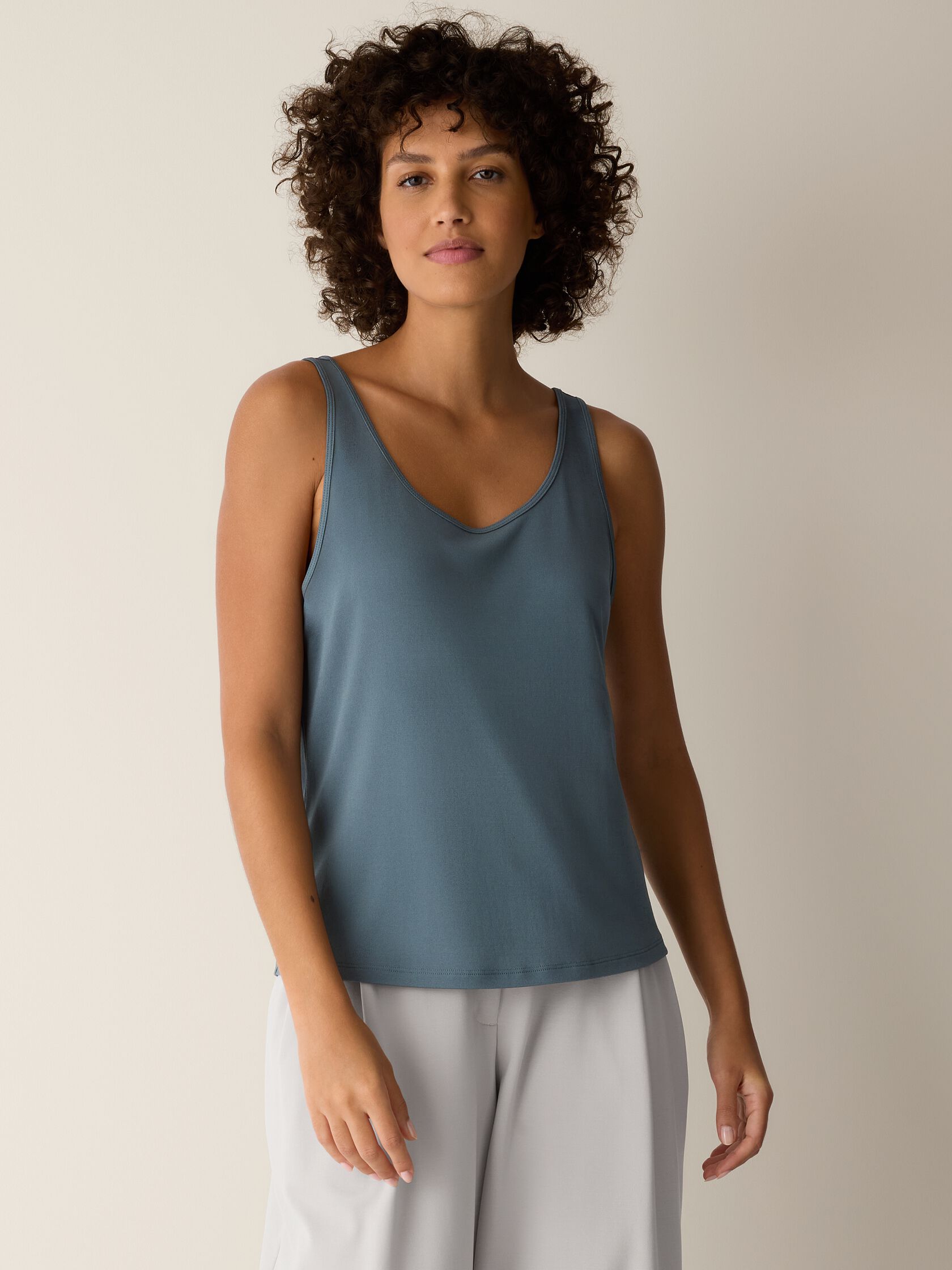 Stretch Silk Jersey Scoop Neck Tank