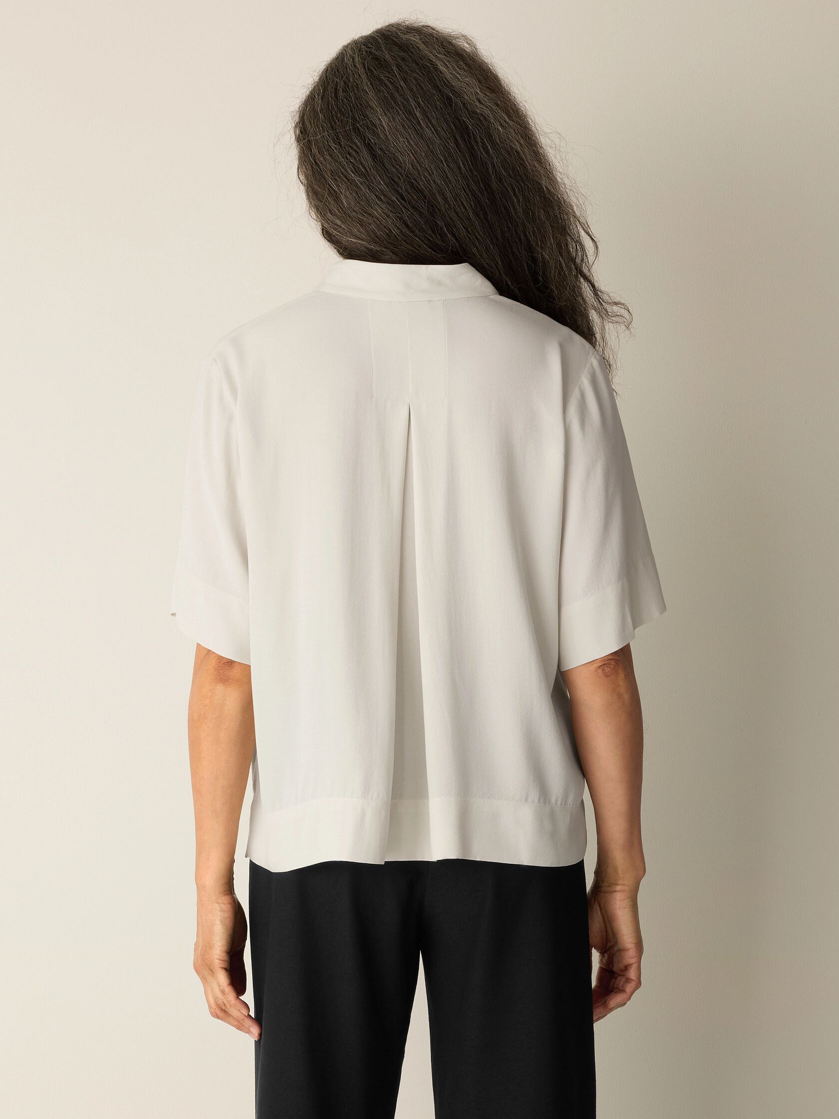 Silk Georgette Crepe Split Neck Top