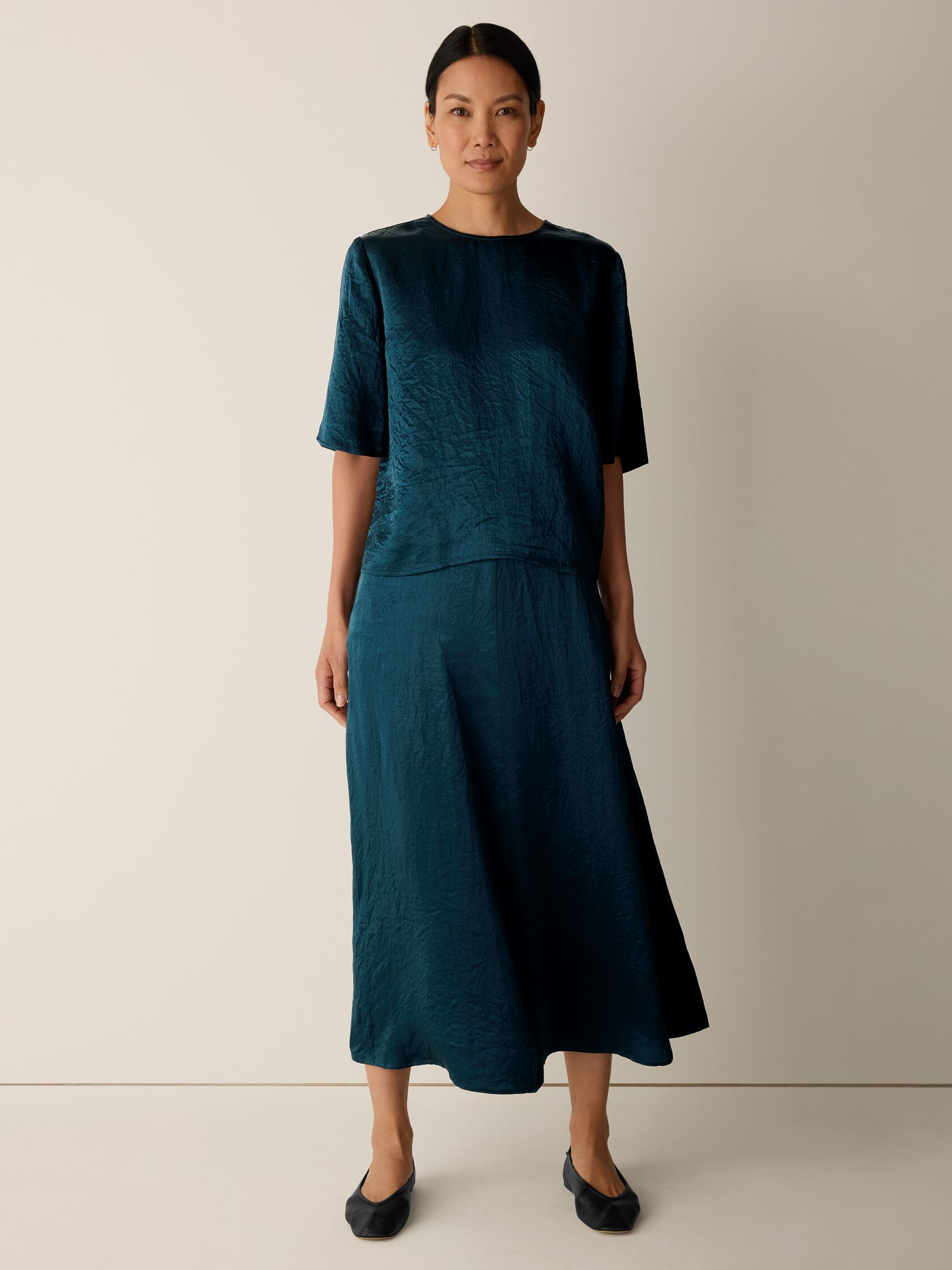 Textured Satin Half-Circle Skirt