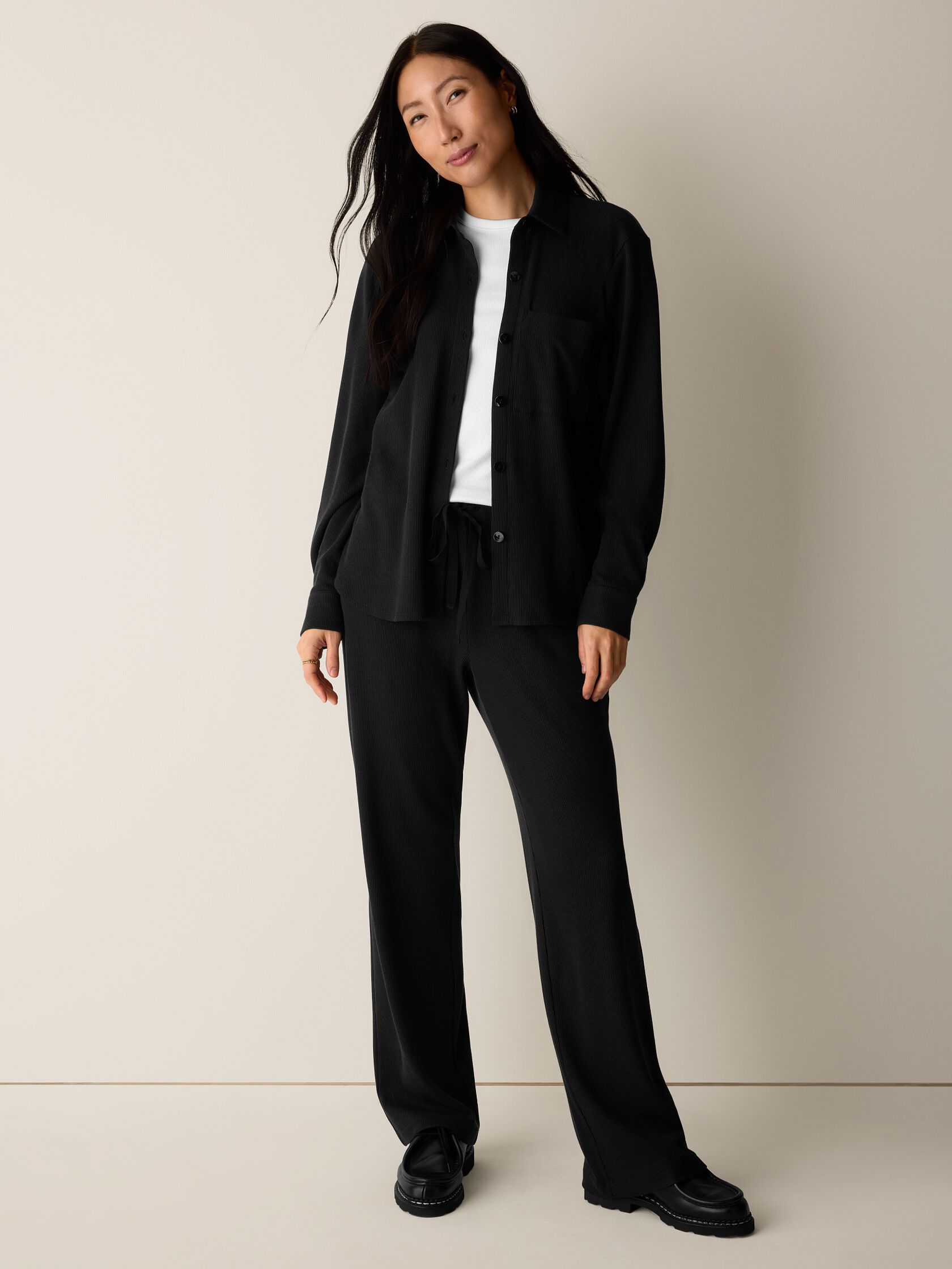Cozy Waffle Knit Straight Pant