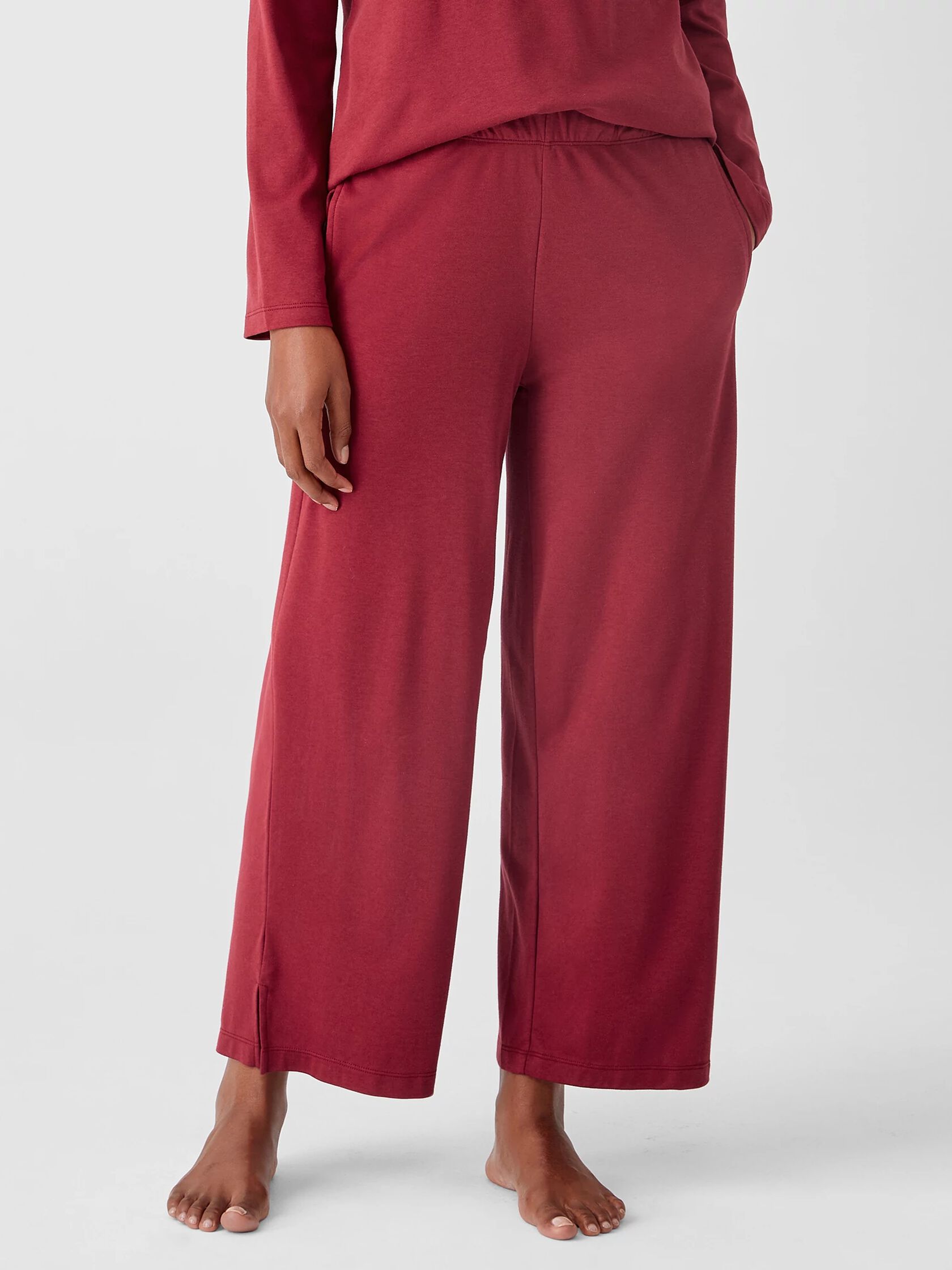 Cozy Organic Cotton Interlock Wide-Leg Pant