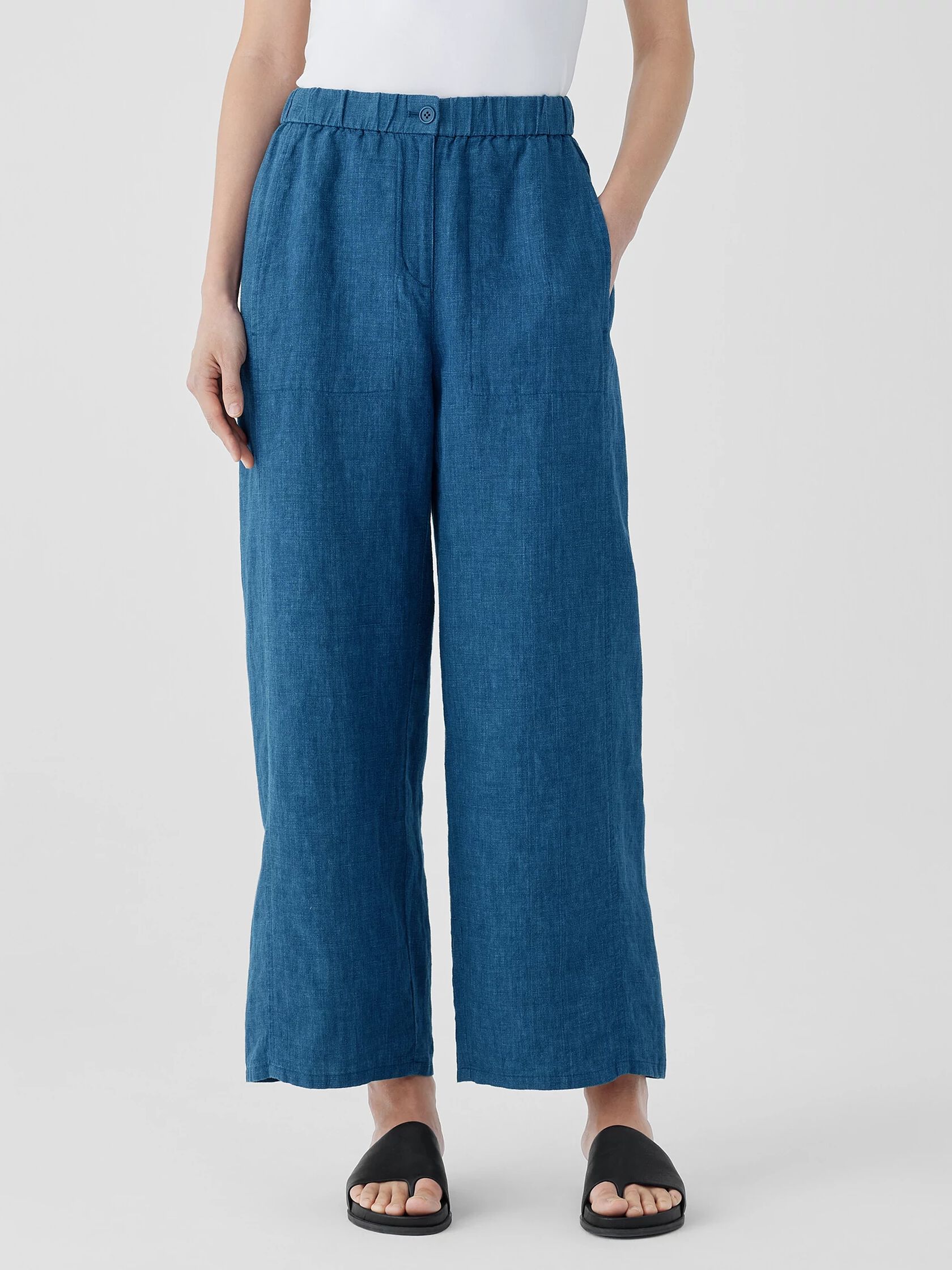 Washed Organic Linen Délavé Wide Trouser Pant