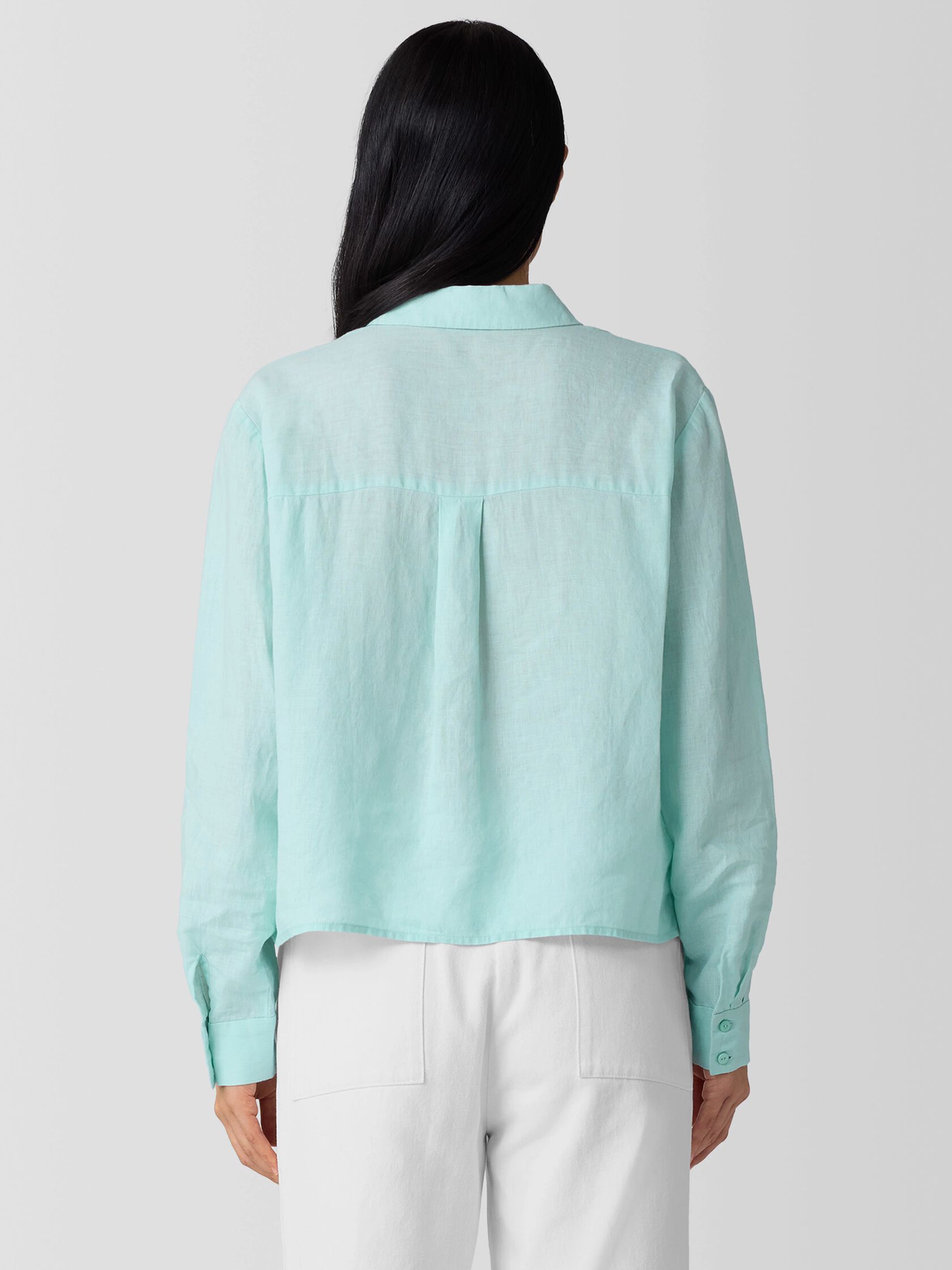 Organic Handkerchief Linen Classic Collar Short Shirt