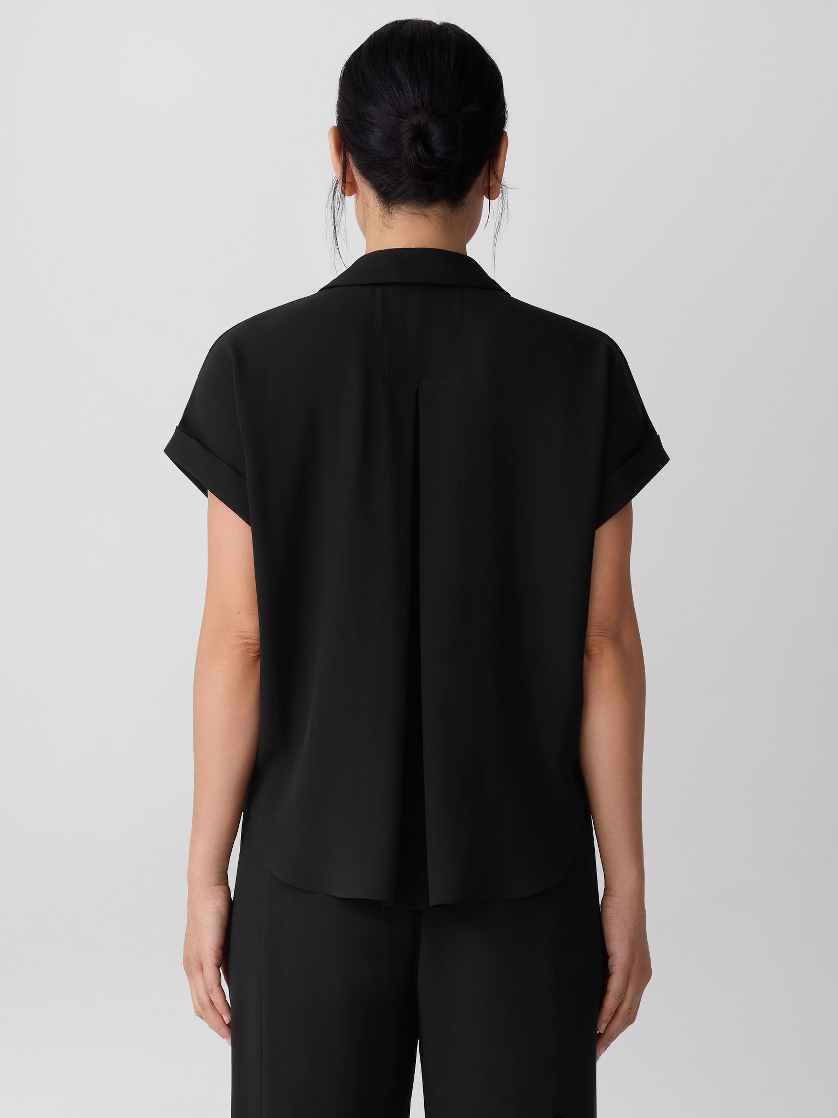 Silk Georgette Crepe Notch Collar Top