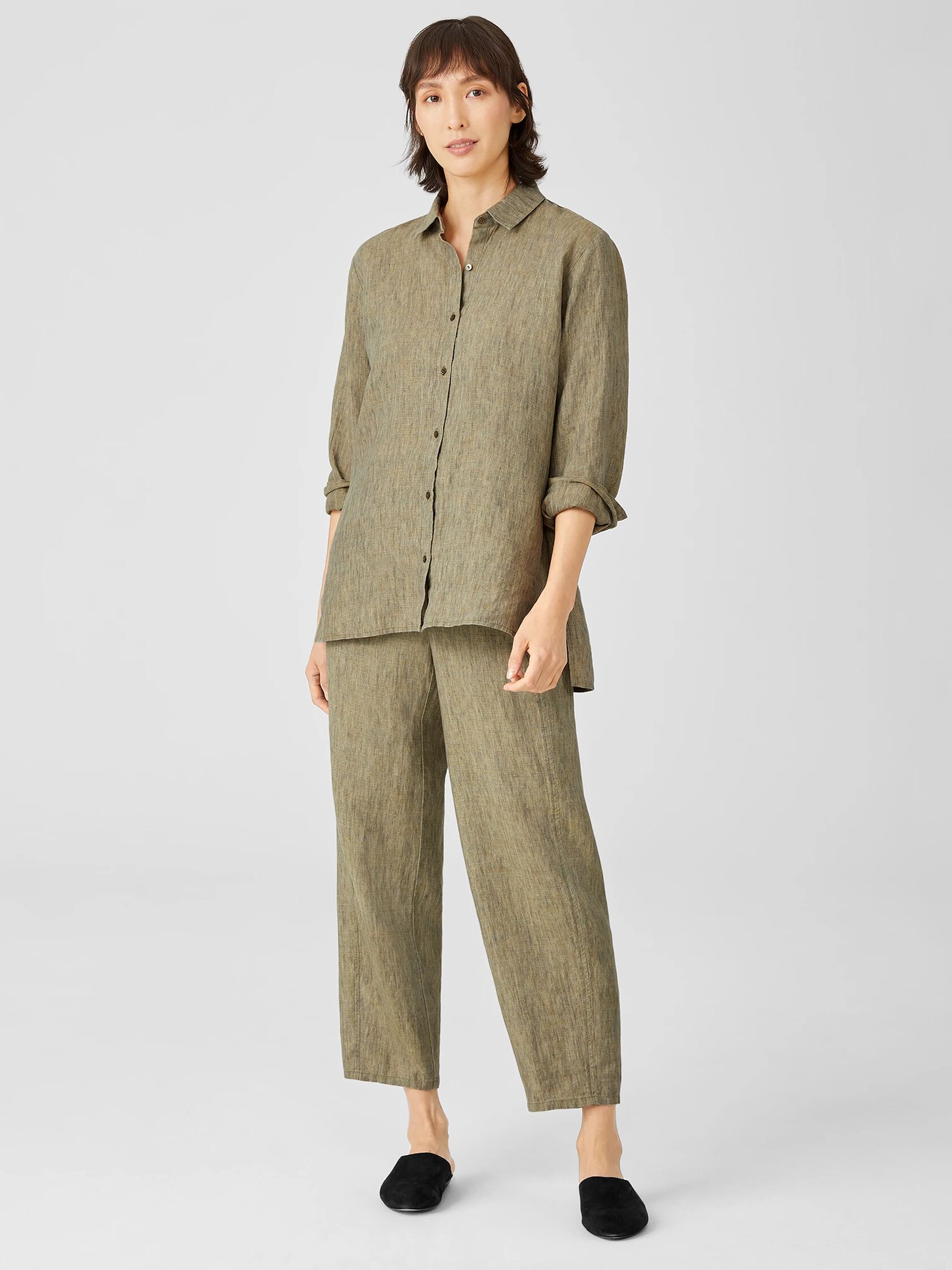 Washed Organic Linen Delave Lantern Pant