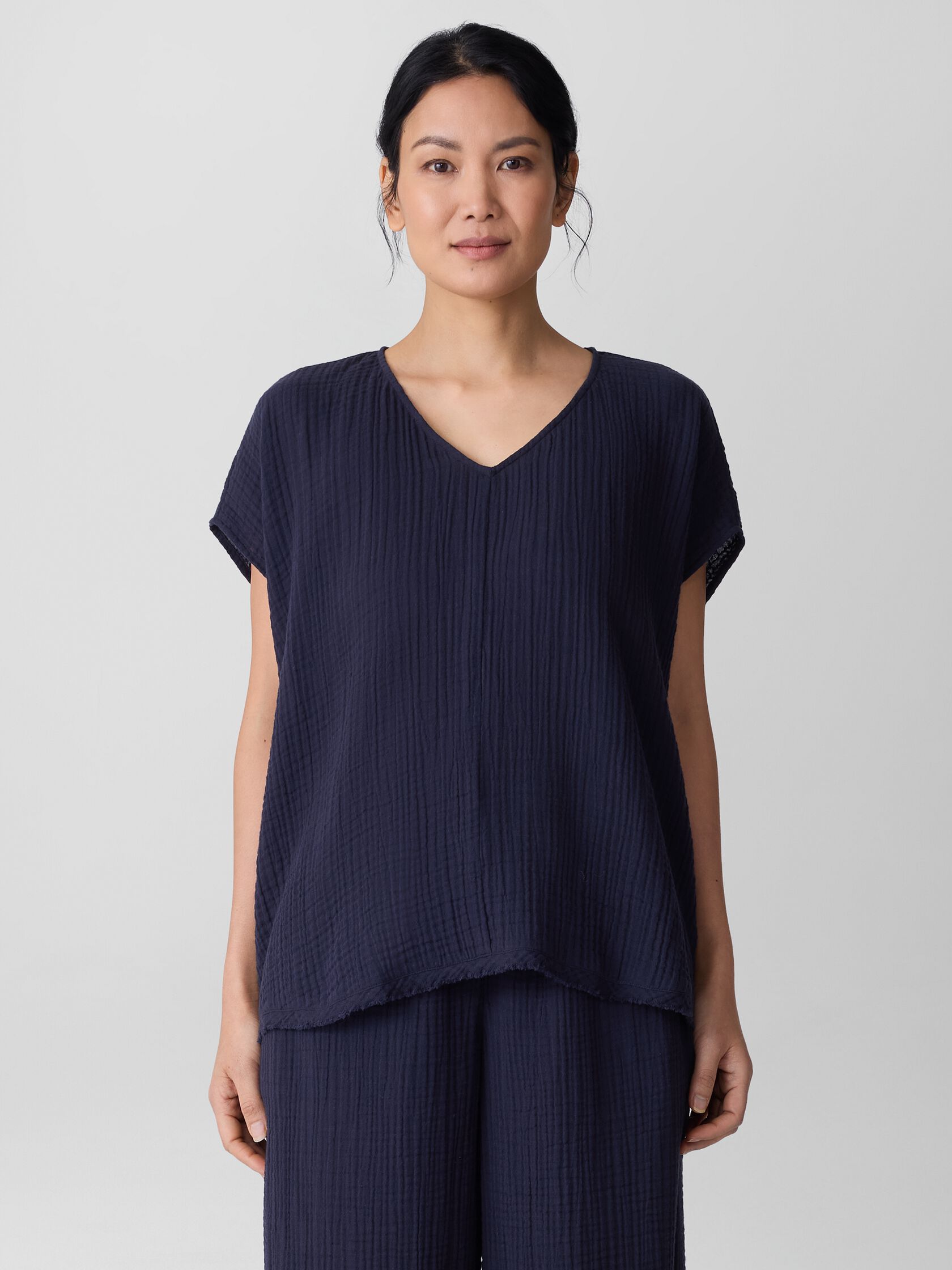 Organic Cotton Lofty Gauze V-Neck Square Top