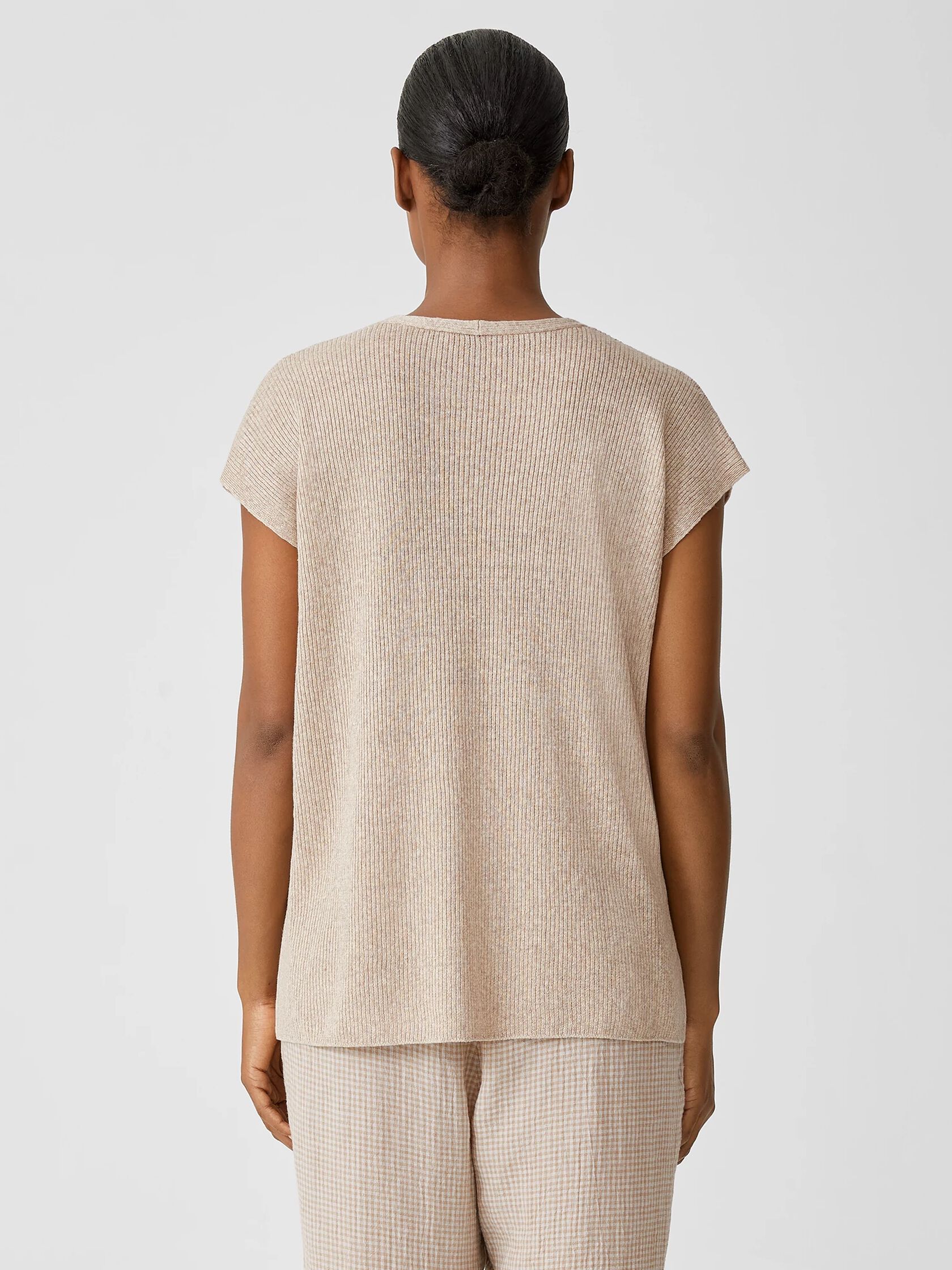 Organic Linen Melange V-Neck Top