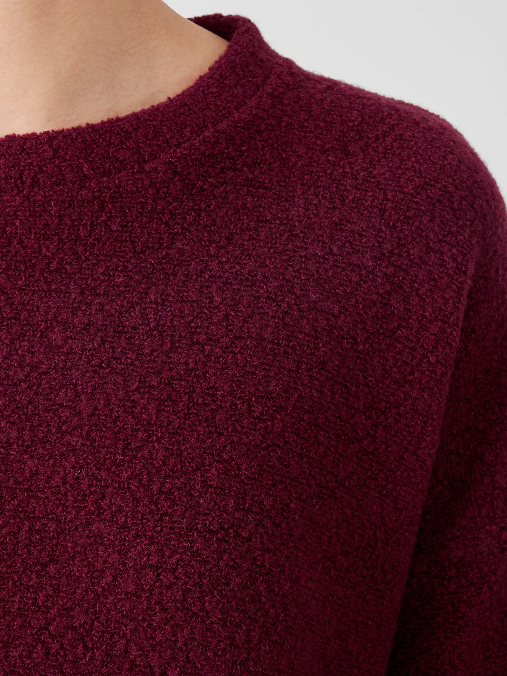 Boucle Wool Knit Crew Neck Box-Top