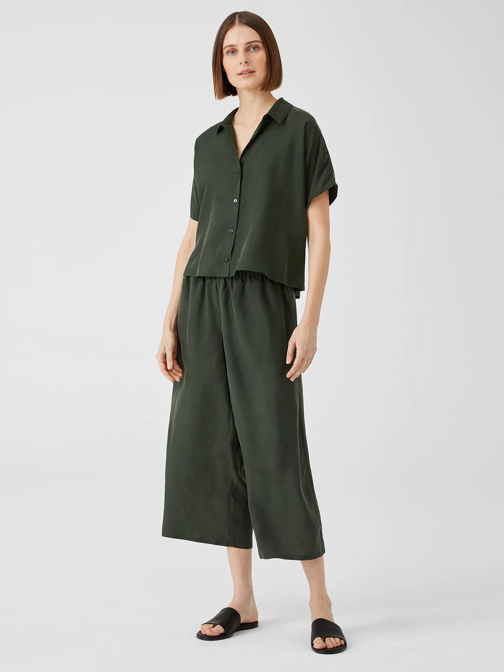 Washed Silk Habutai Short-Sleeve Shirt