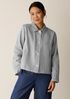 Striped Linen Nylon Sheen Classic Collar Jacket