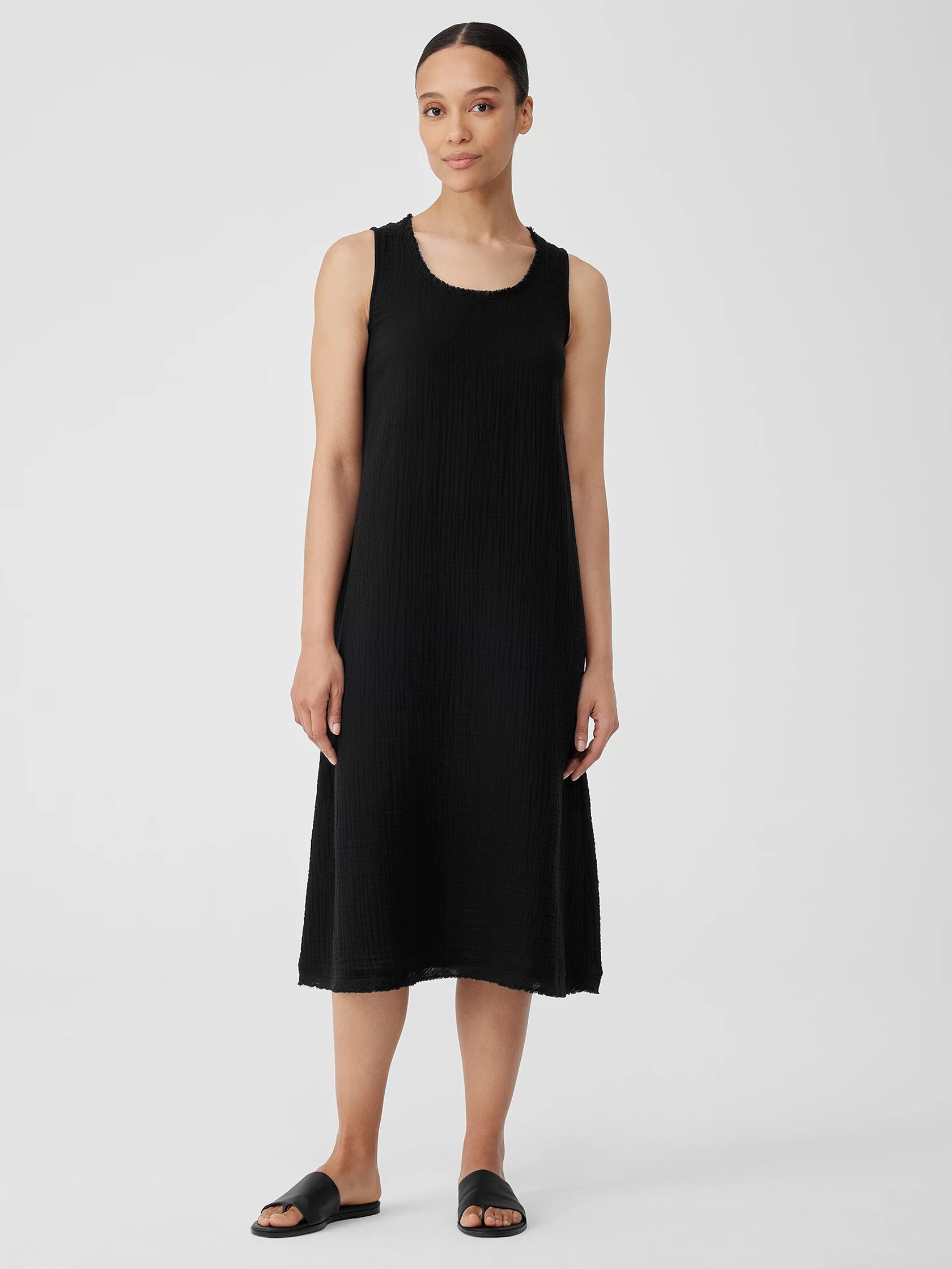 Organic Cotton Gauze Scoop Neck Dress | EILEEN FISHER