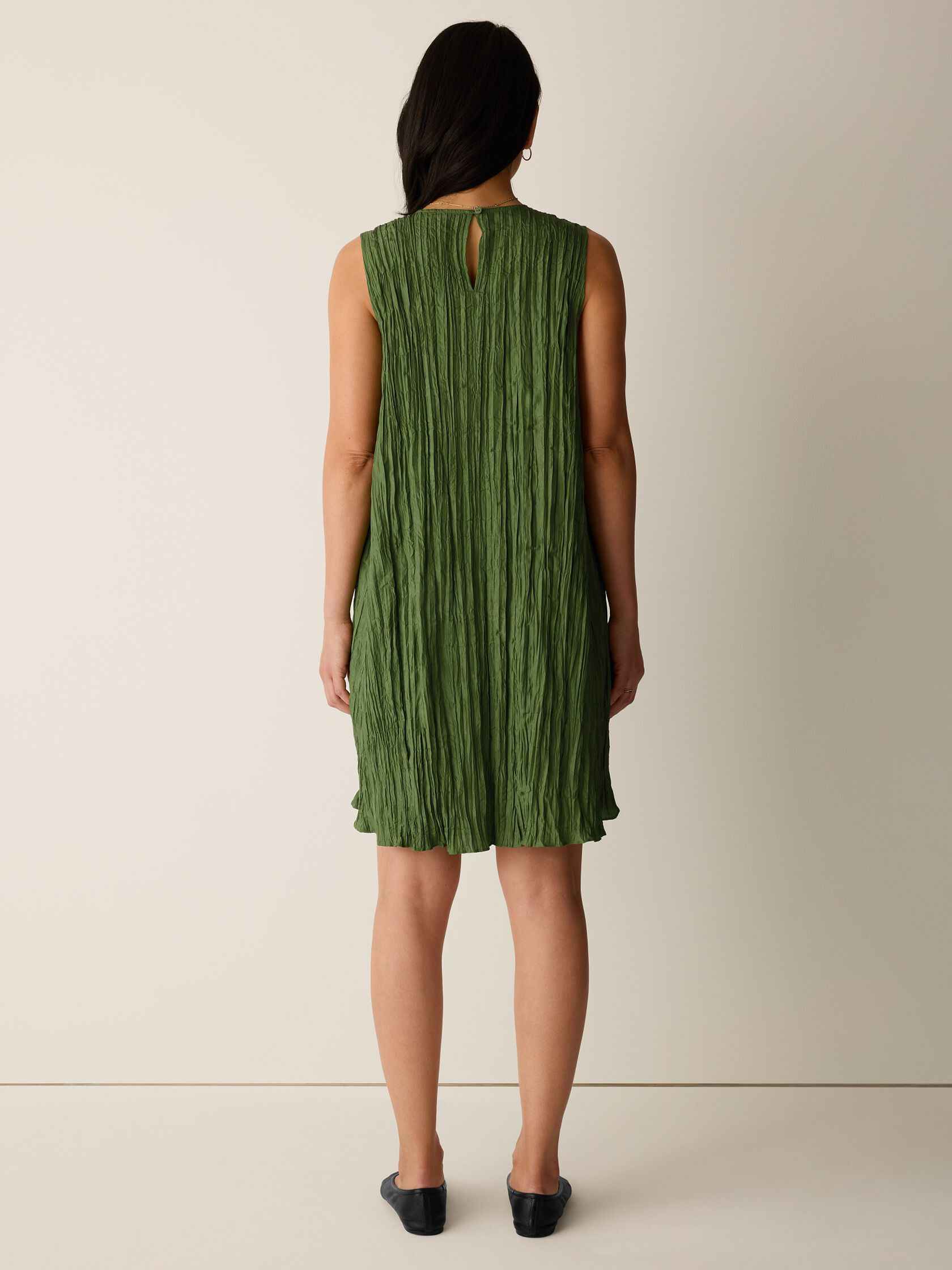 Crushed Silk Round Neck Dress