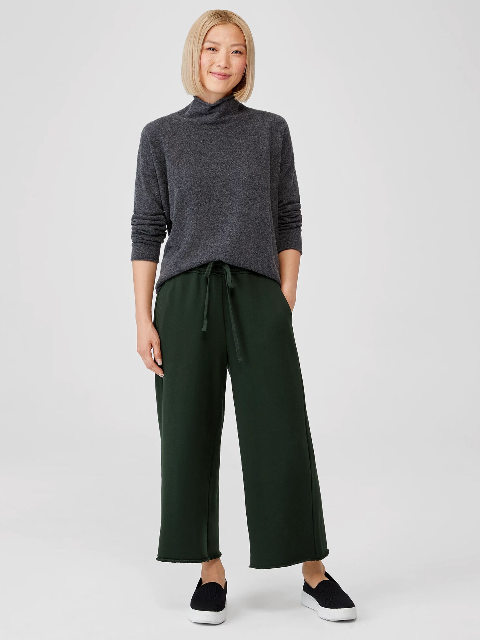 Organic Cotton French Terry Wide-Leg Pant