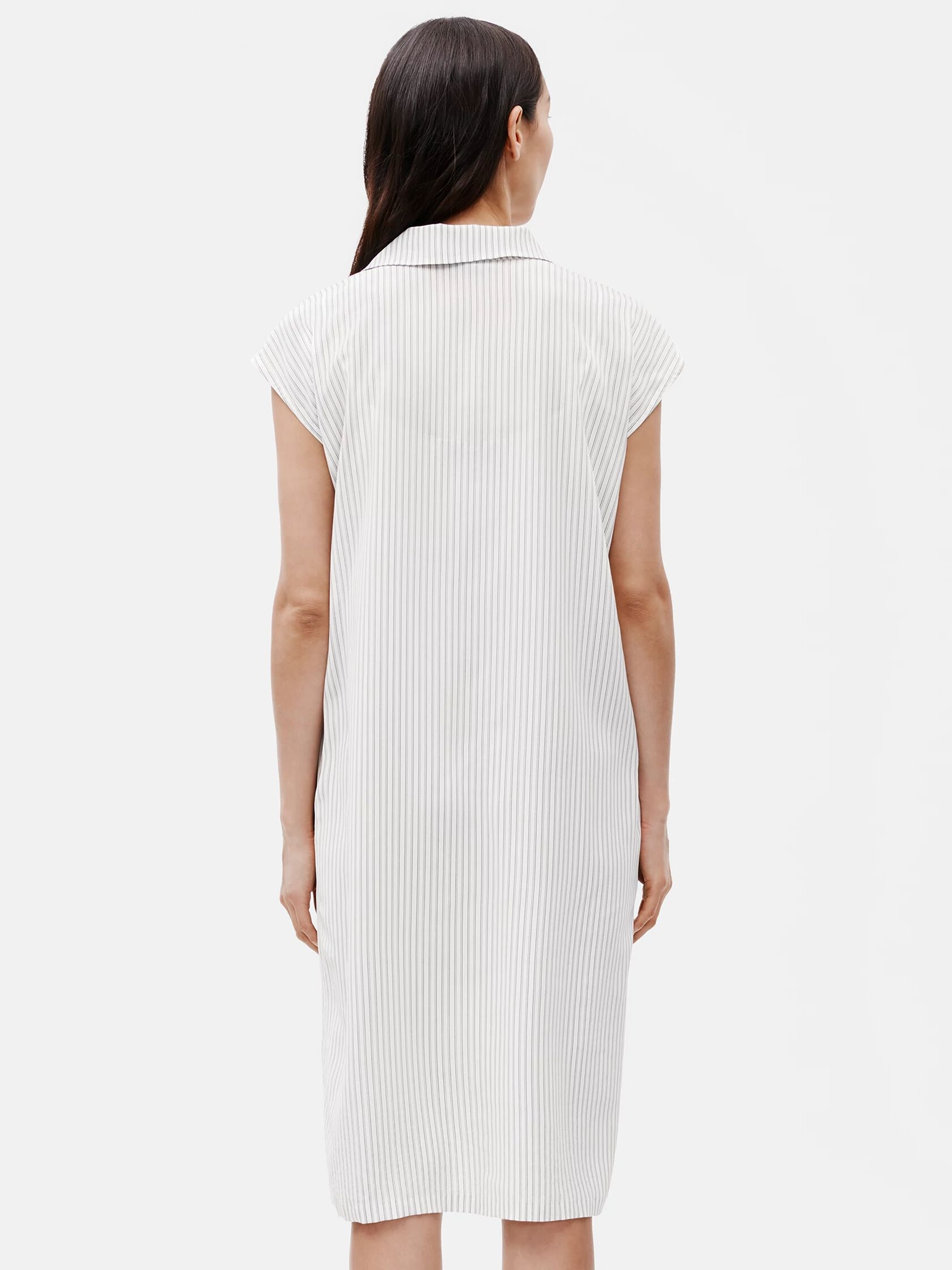 Silk Crepe de Chine Striped Shirtdress