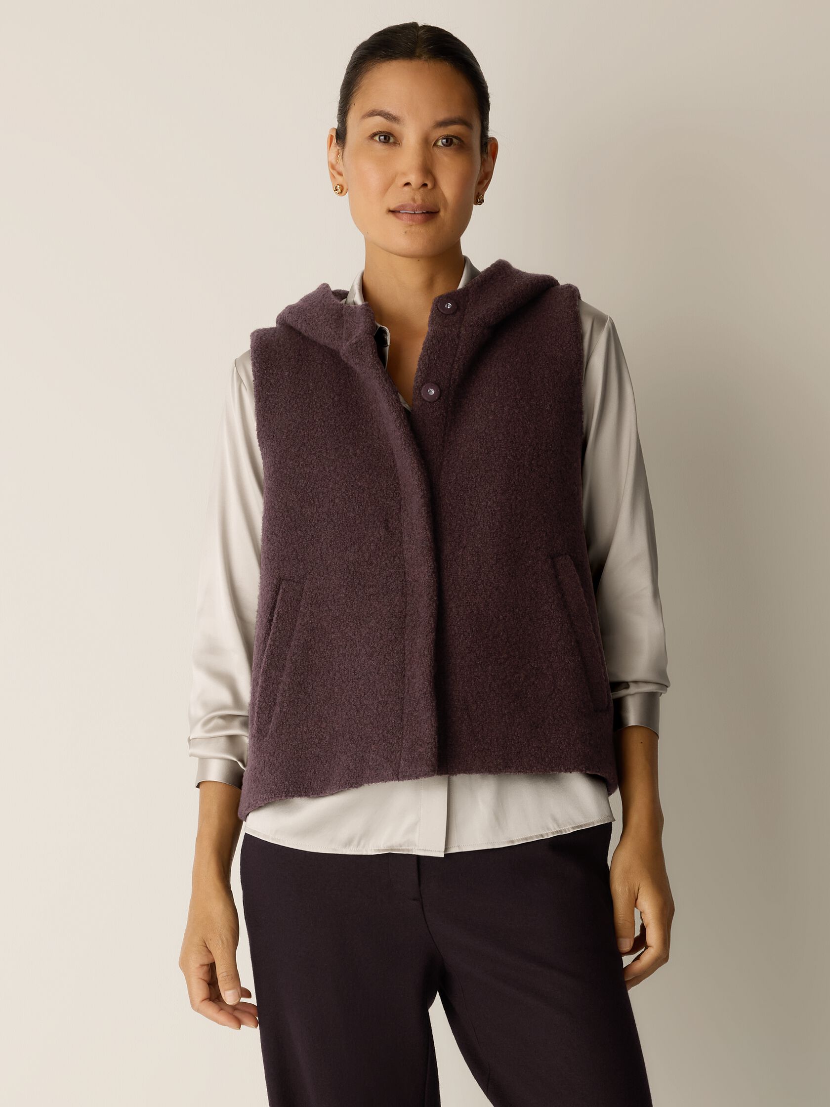 Cozy Recycled Wool Boucle Hooded Vest