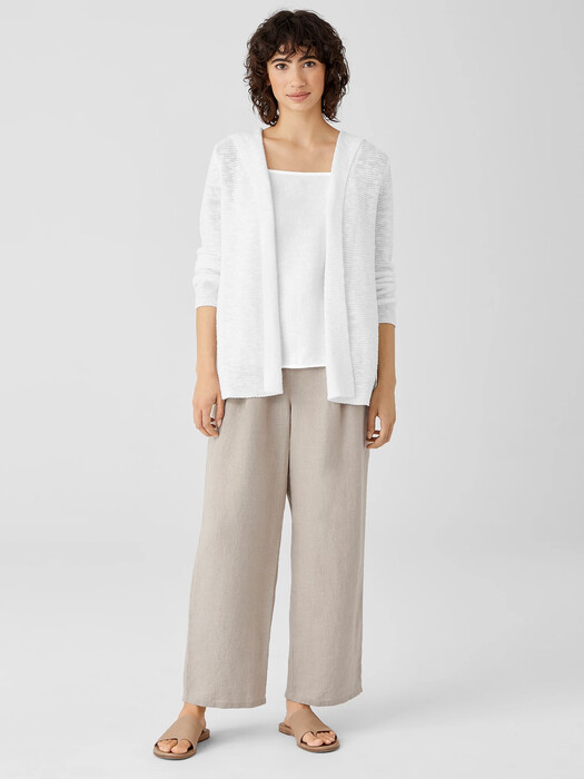 Organic Cotton Linen Slub Hooded Cardigan