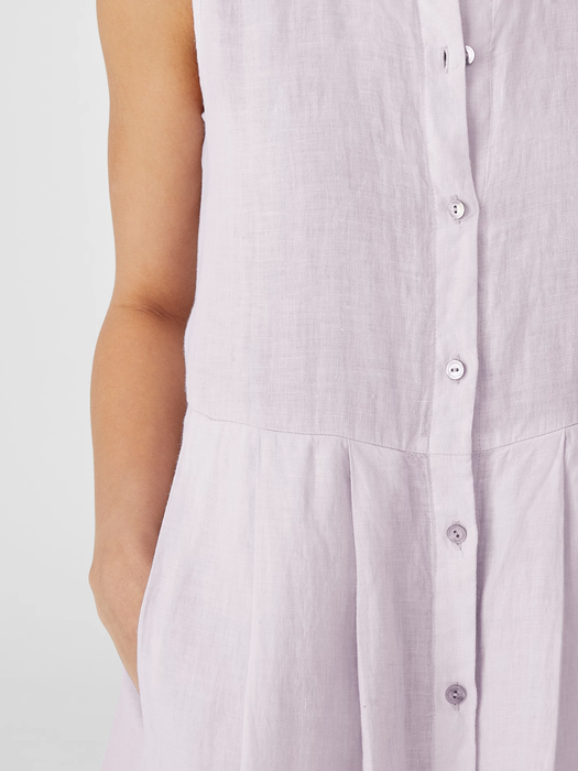 Garment-Dyed Organic Handkerchief Linen Pleated Dress