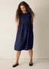 Pleated Silk Bateau Neck Dress