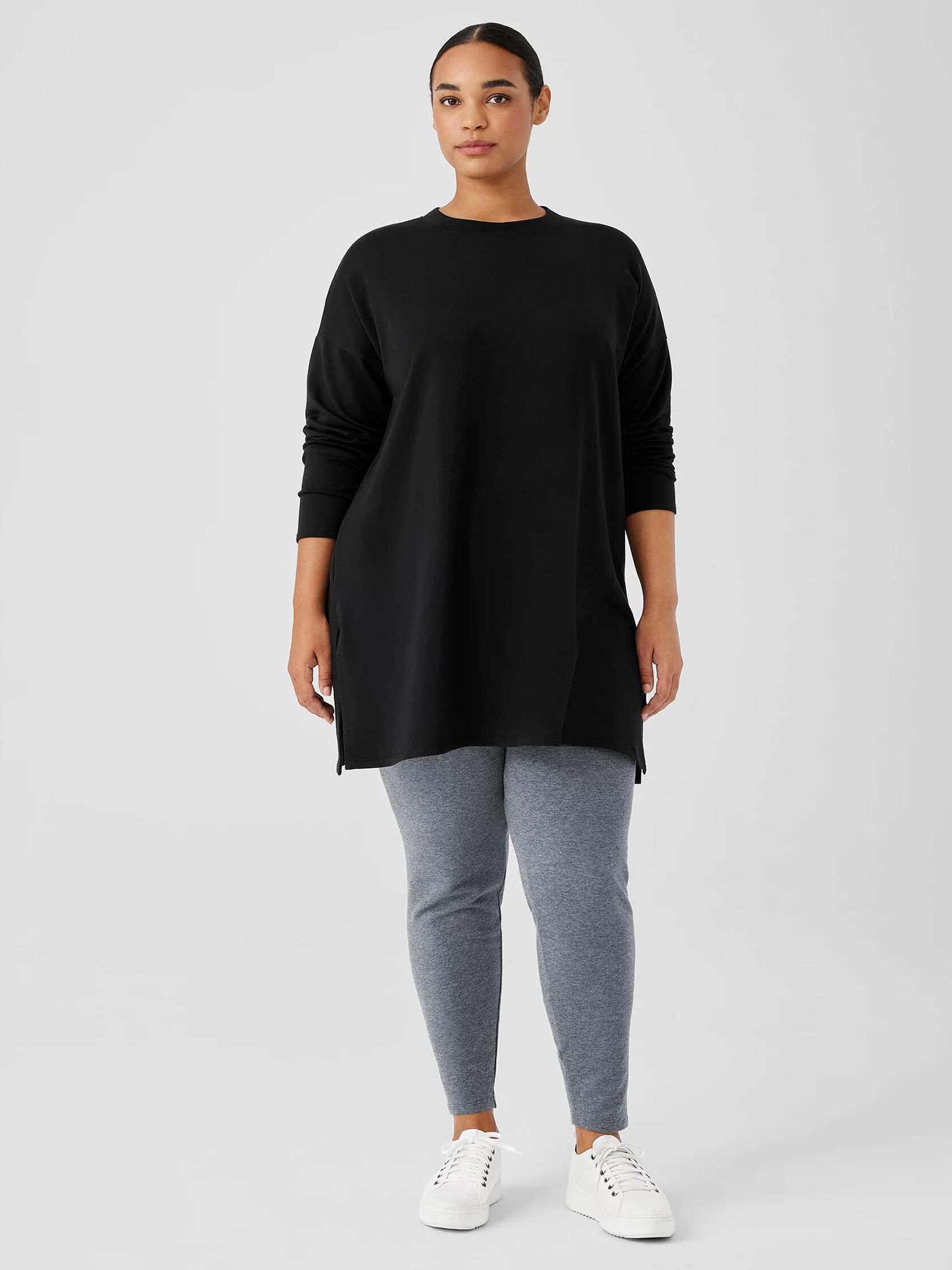 Cozy Brushed Terry Hug Crew Neck Long Top