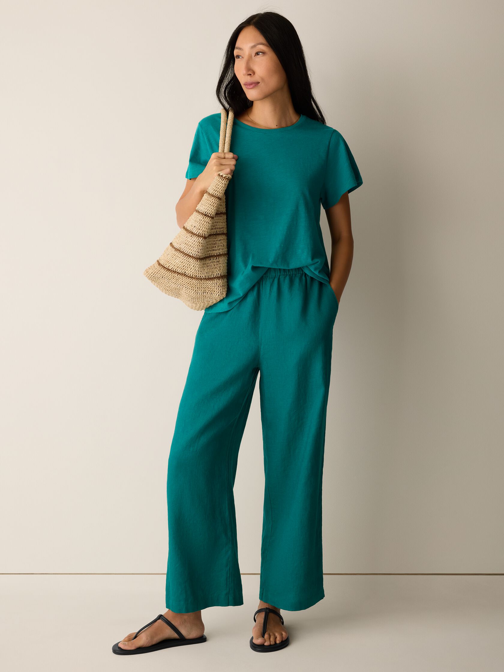 Organic Cotton Slubby Jersey Crew Neck Tee