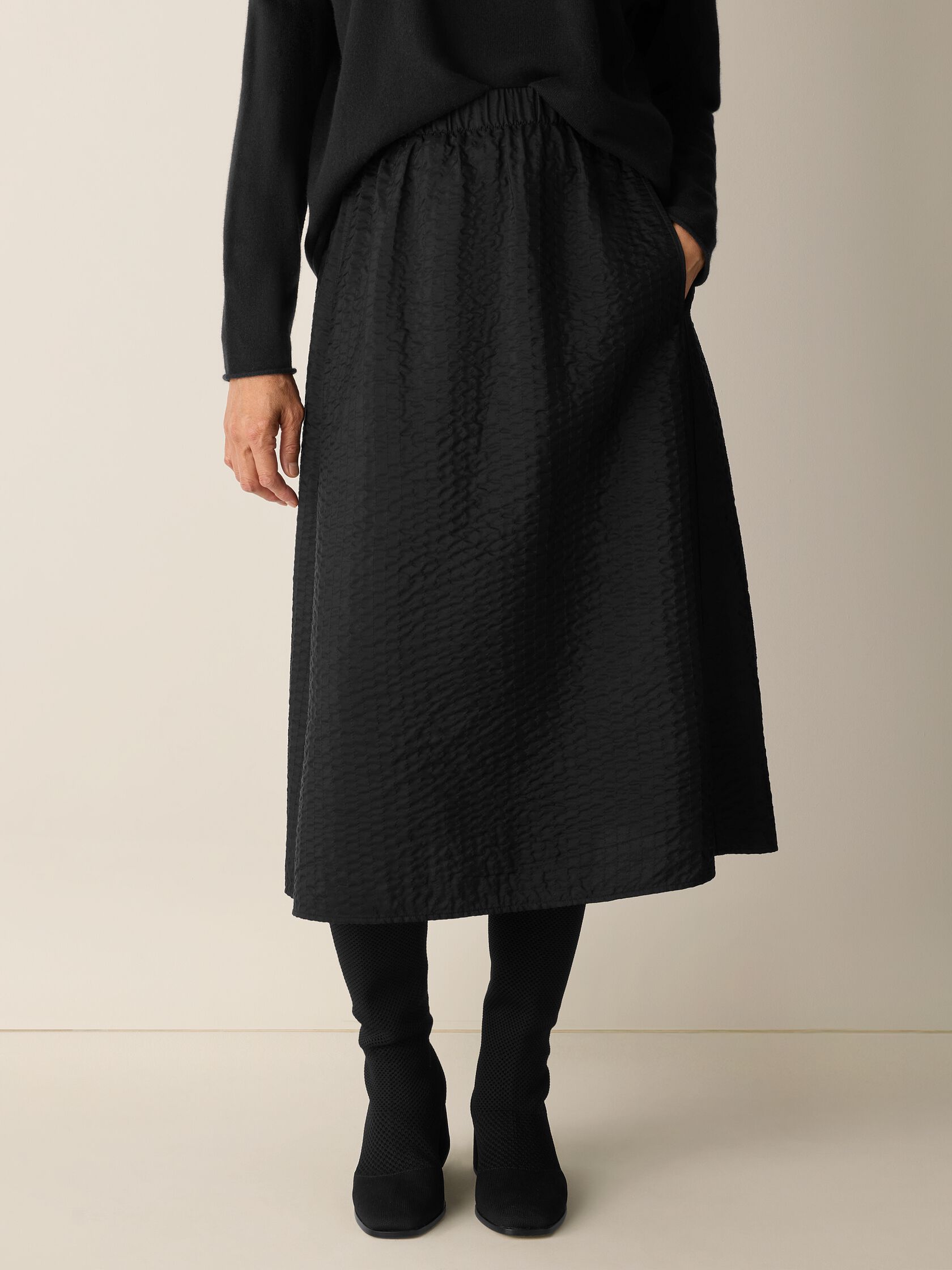 Quilted Silk A-Line Skirt
