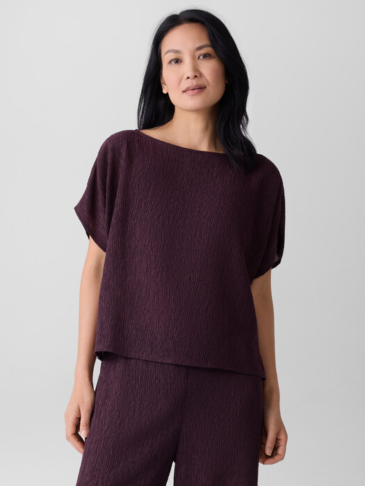 Woven Plissé Dolman Sleeve Top