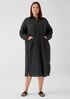 Wool Cotton Check Mandarin Collar Shirtdress