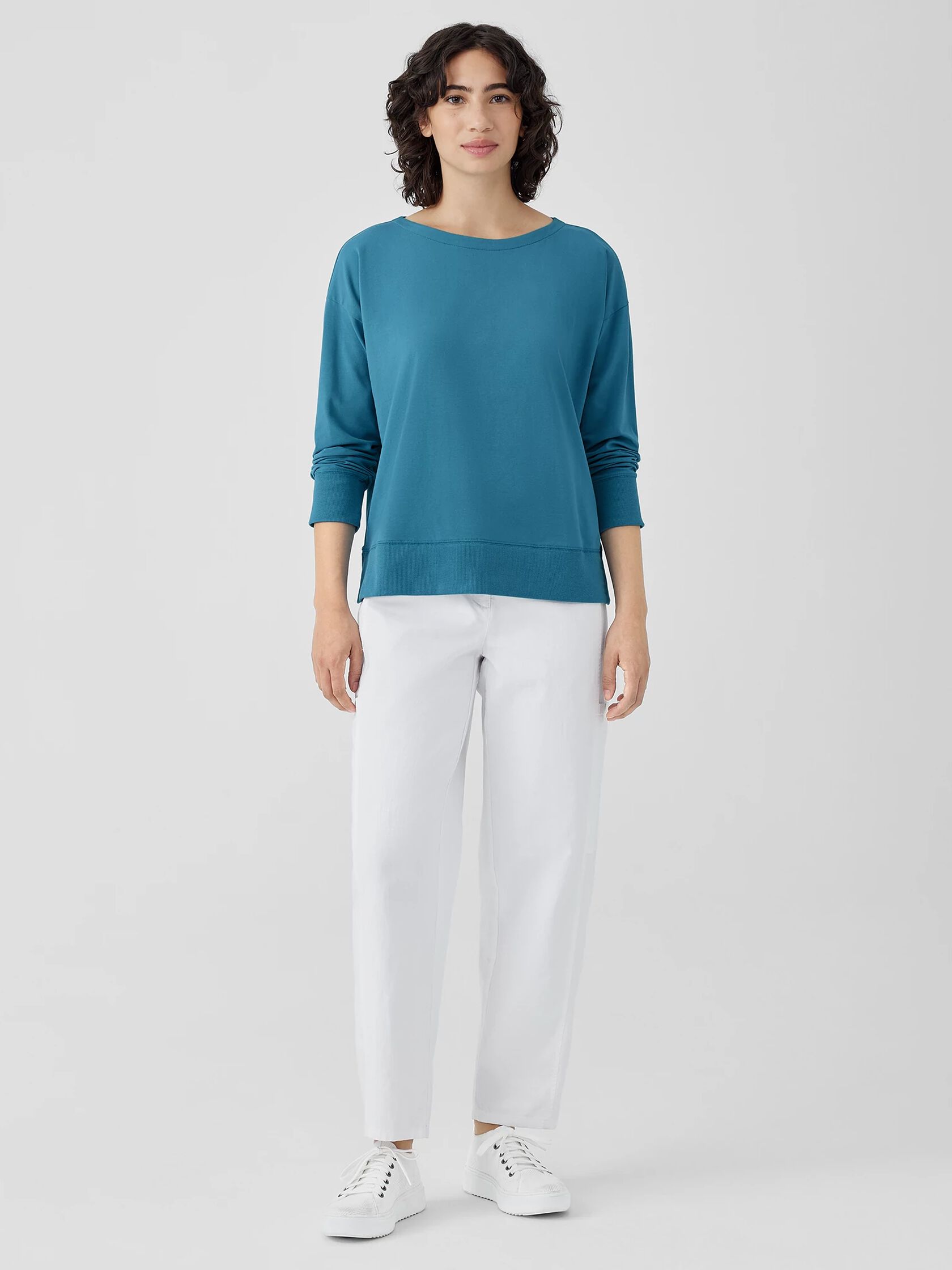 Pima Cotton Stretch Jersey Bateau Neck Top