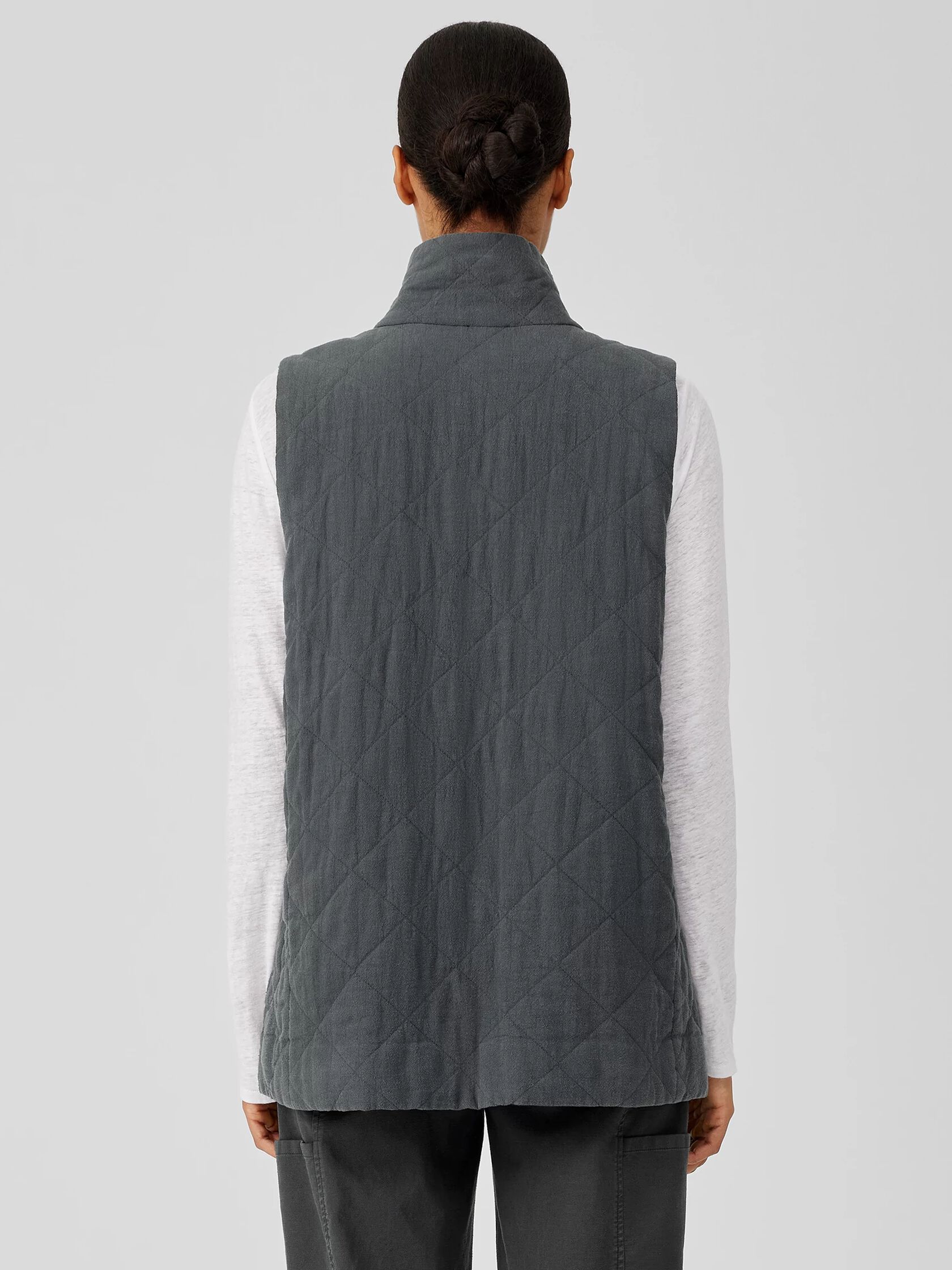 Organic Linen Cotton Crepe Quilted Vest