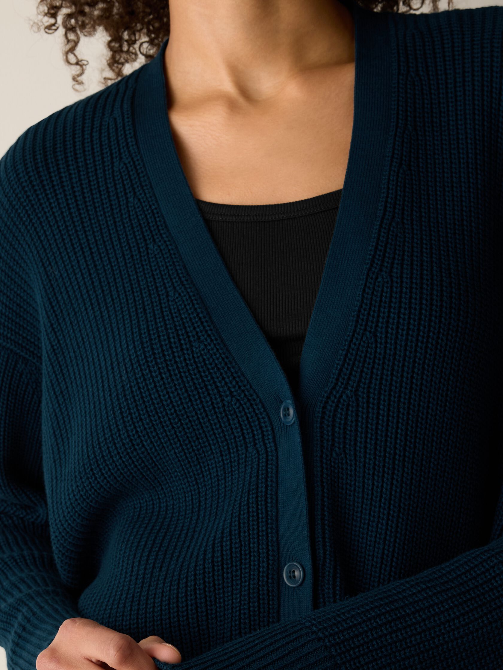 Peruvian Cotton Blend V-Neck Cardigan