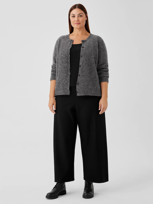 Mohair Plush Mélange Crew Neck Cardigan