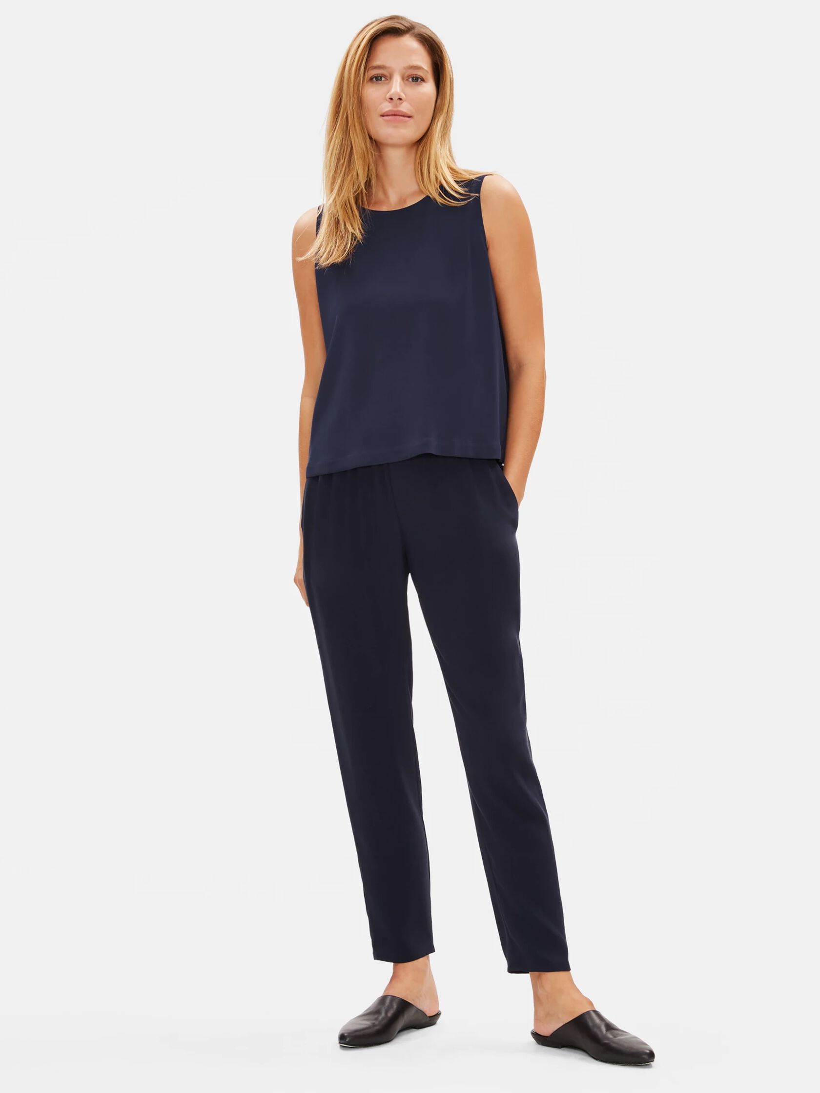 System Silk Georgette Crepe Boxy Shell