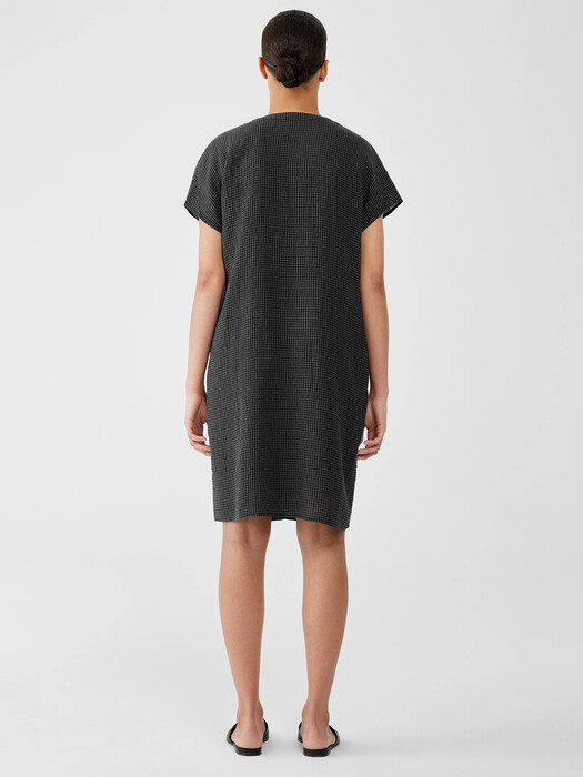 eileen fisher puckered linen dress Eileen Fisher Puckered Linen Mandarin Collar Dress