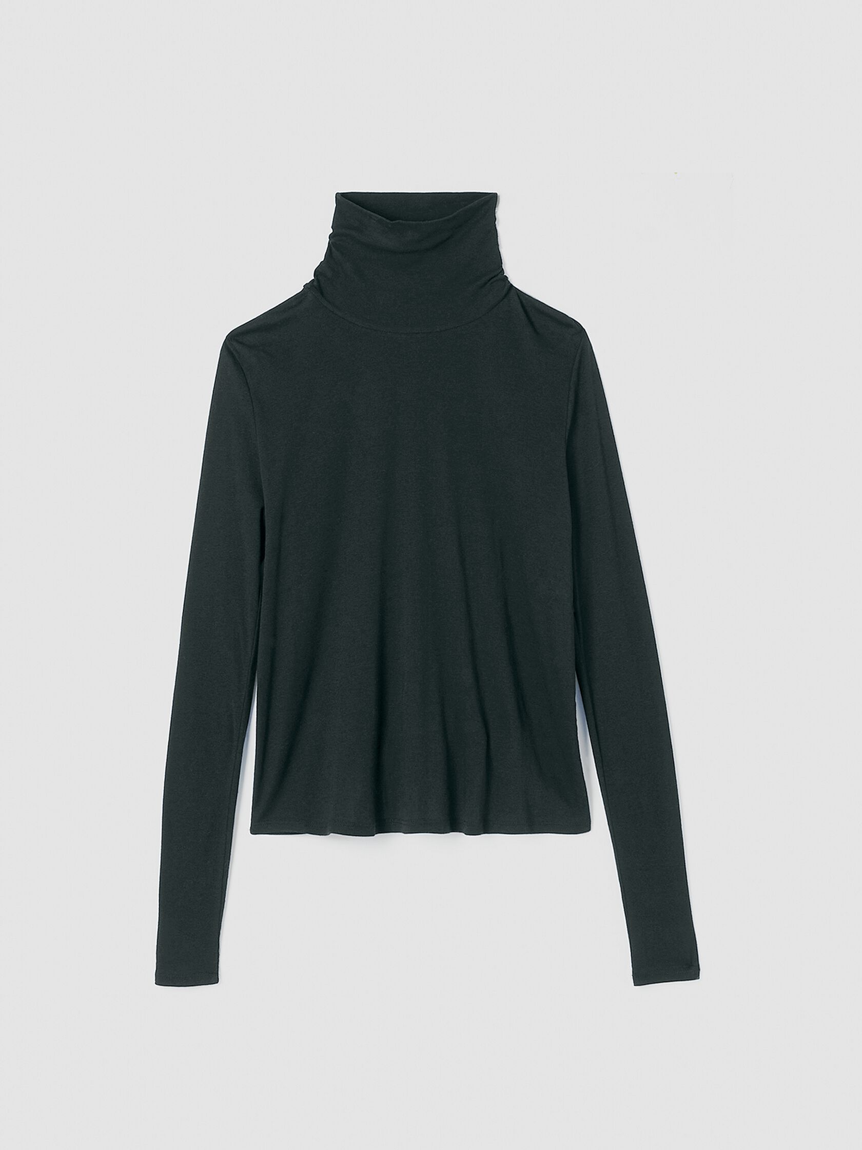 Ribbed Pima Cotton Blend Turtleneck Top