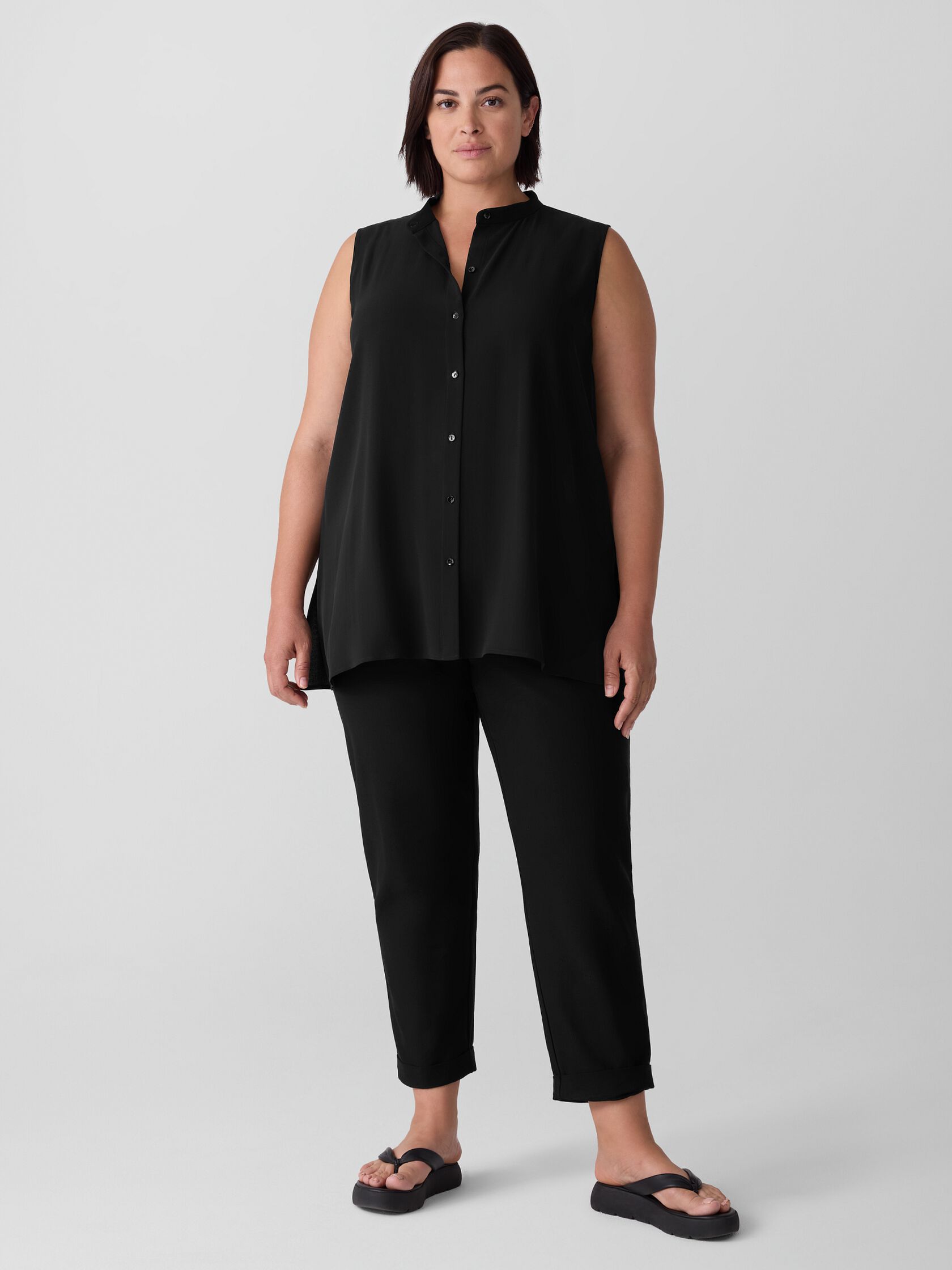 Washable Stretch Crepe Cuffed Pant
