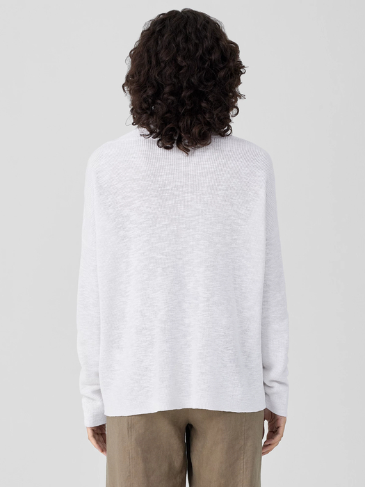 Organic Linen Cotton Slub Funnel Neck Top