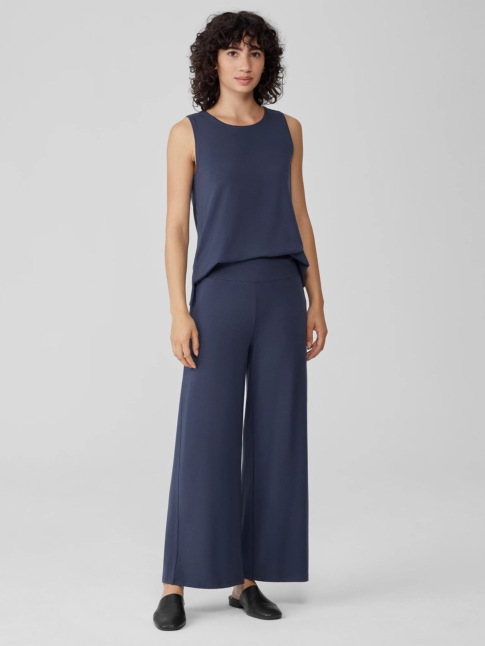 Stretch Jersey Knit Wide-Leg Pant