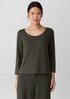 Stretch Jersey Knit Scoop Neck Top