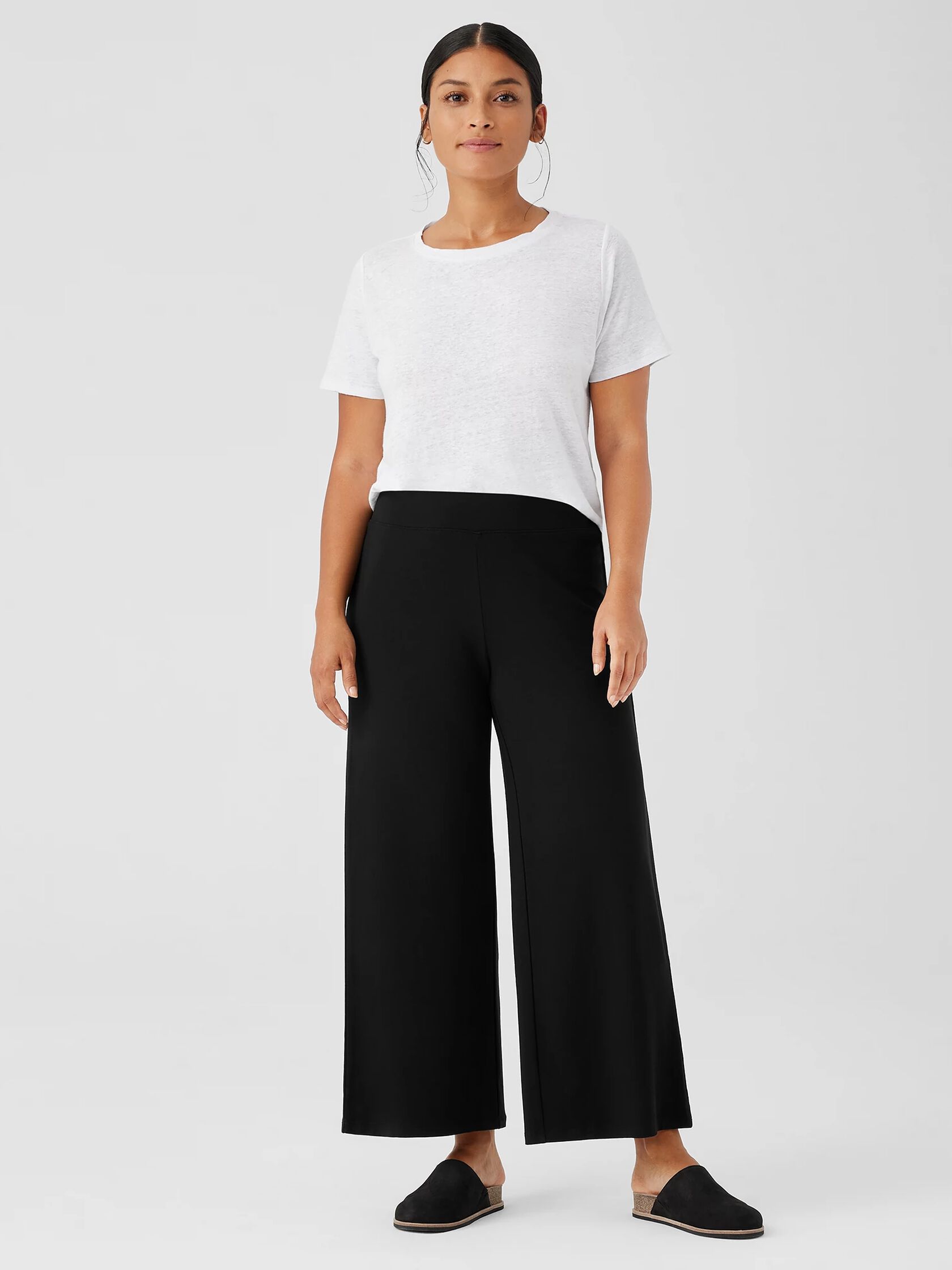 Stretch Jersey Knit Wide-Leg Pant