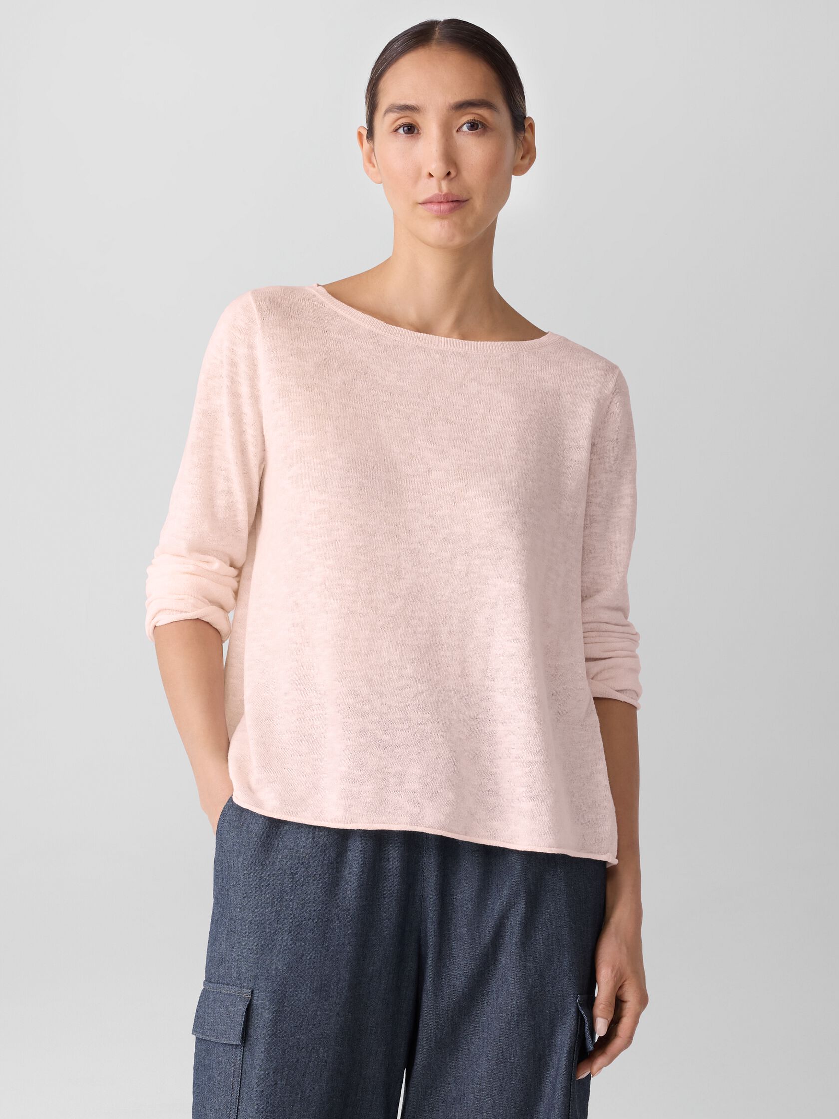 Organic Linen Cotton Slub Bateau Neck Top