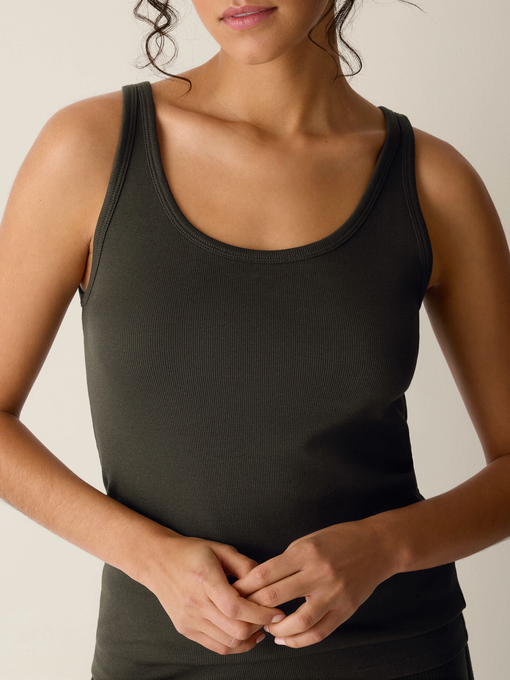 Organic Cotton Stretch Rib Scoop Neck Tank