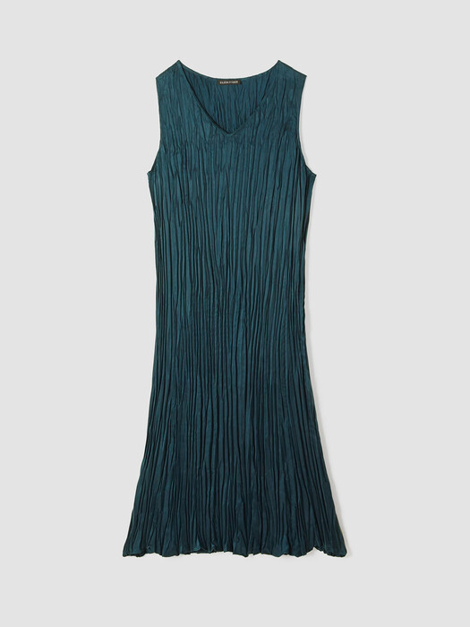 Crushed Cupro V-Neck Dress