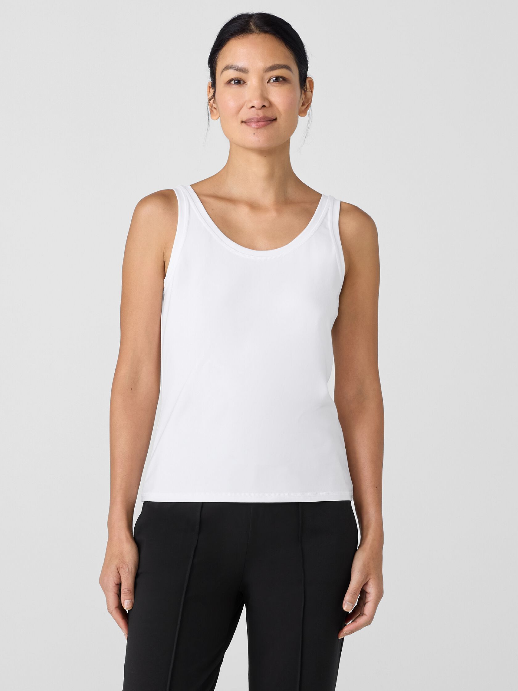 Pima Cotton Stretch Jersey Scoop Neck Tank