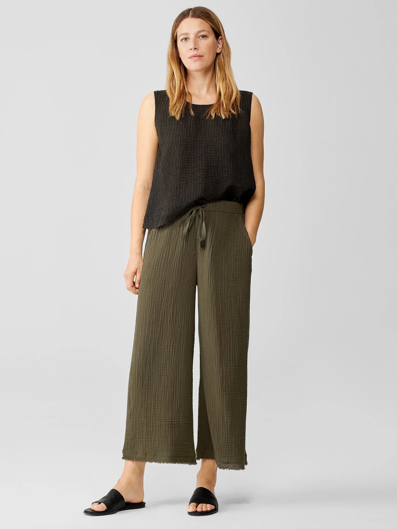 Organic Cotton Gauze Wide-Leg Pant
