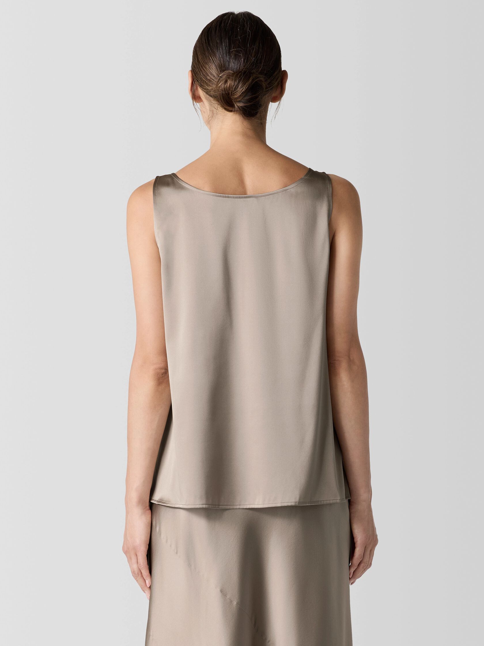 Stretch Silk Charmeuse Scoop Neck Tank