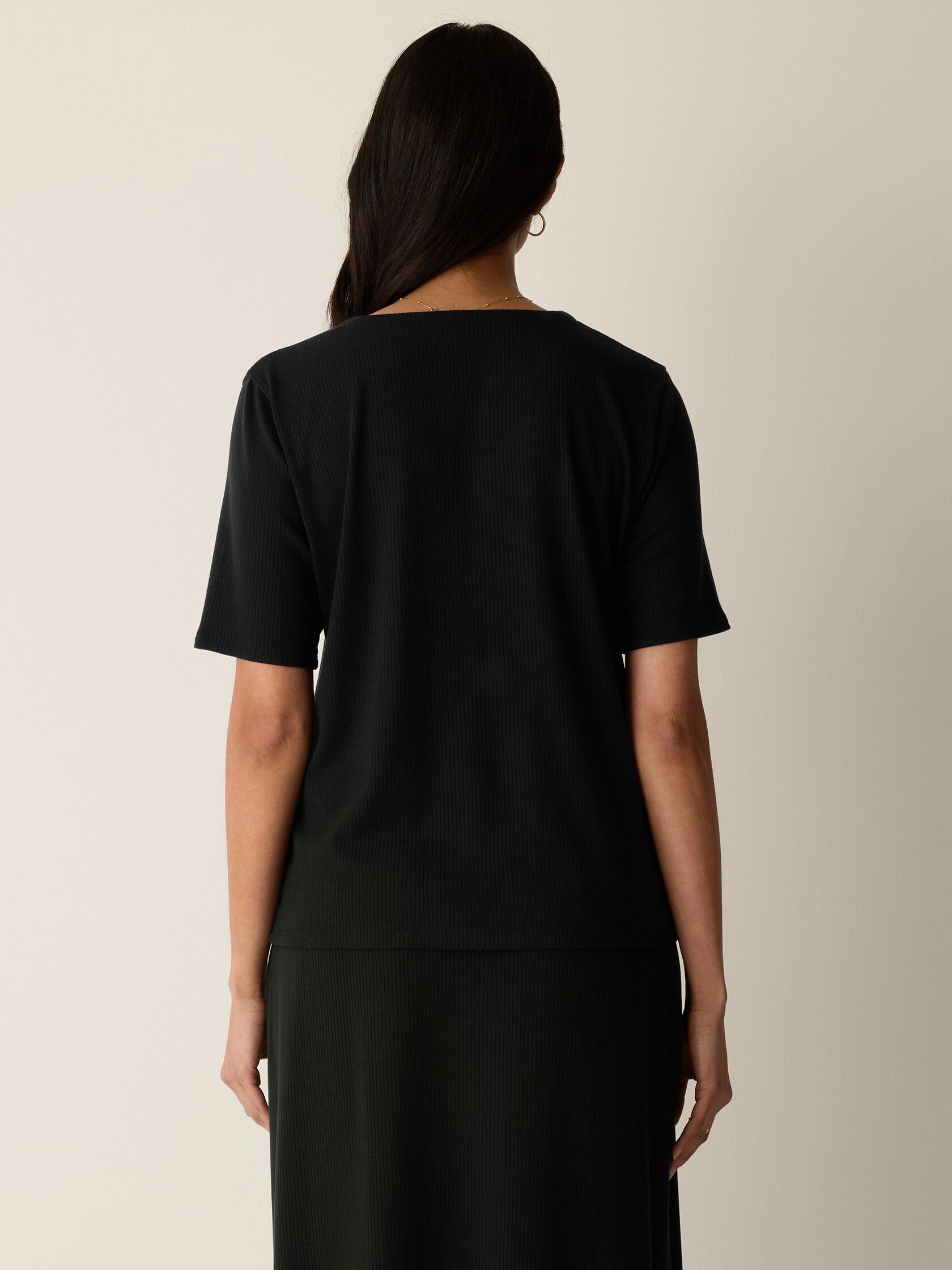 Ribbed Knit V-Neck Top