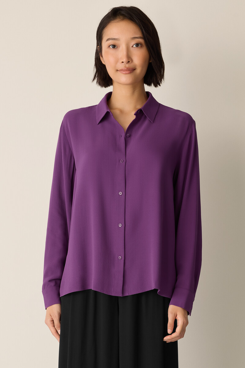 Silk Georgette Crepe Classic Collar Shirt Silk Georgette Crepe Classic Collar Shirt