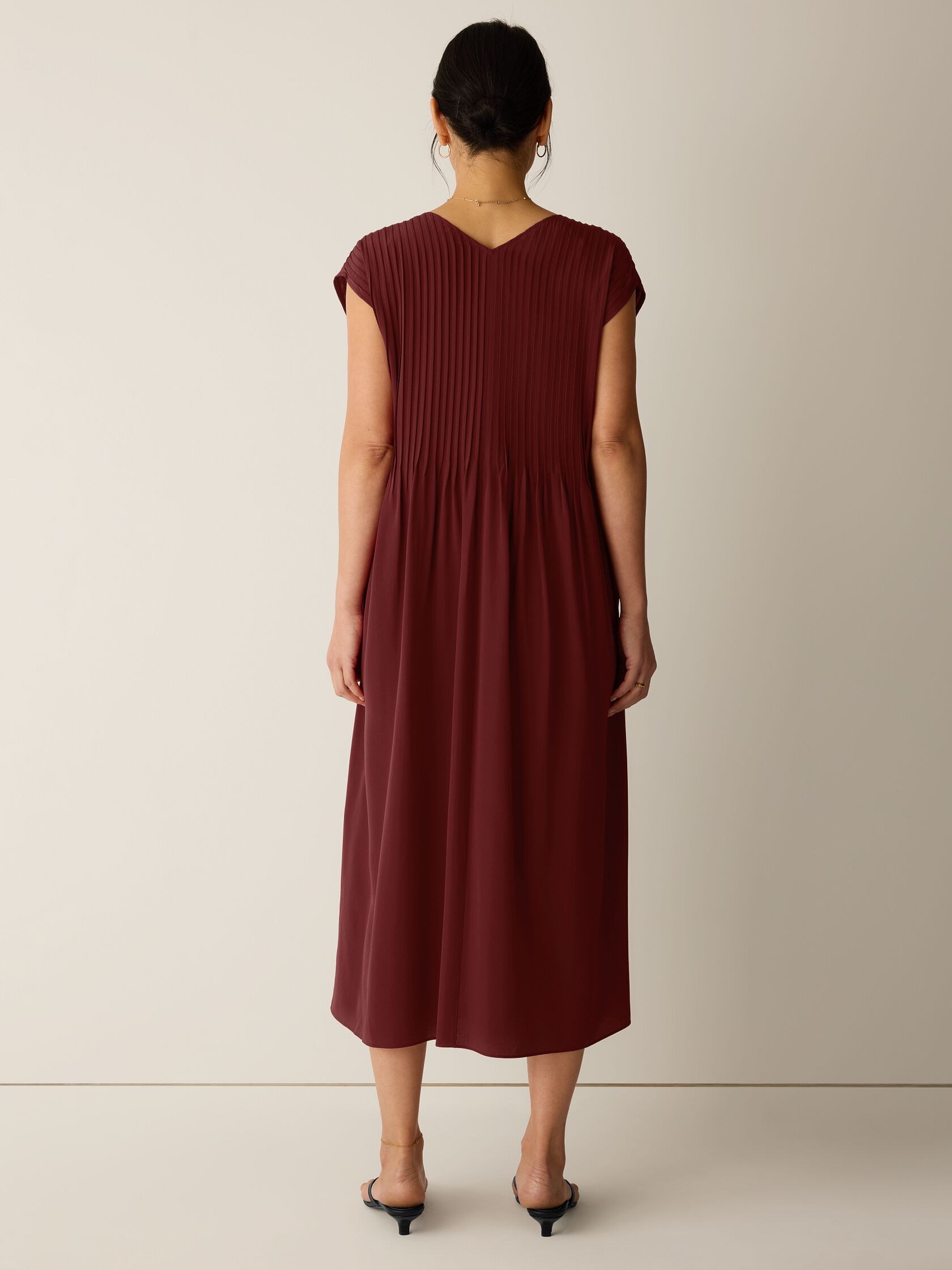 Silk Crepe de Chine V-Neck Dress