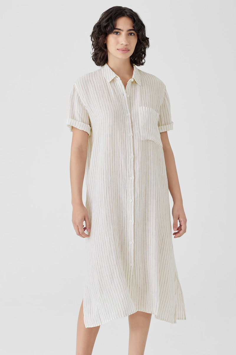 Puckered Organic Linen Shirtdress Puckered Organic Linen Shirtdress