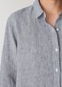Puckered Organic Linen Stripe Classic Collar Long Shirt